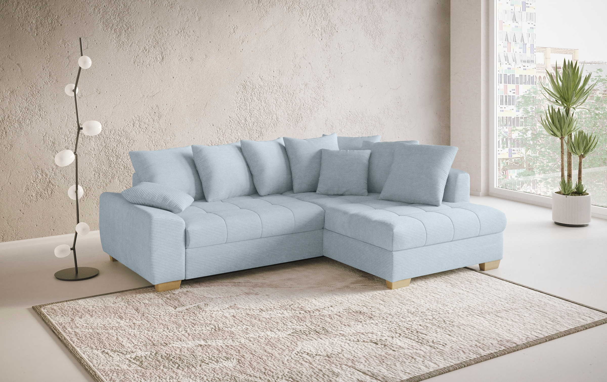 Mr. Couch Ecksofa »Nikita II, L-Form«, Wahlweise mit Bettfunktion, Bettkasten & RGB-LED-Beleuchtung