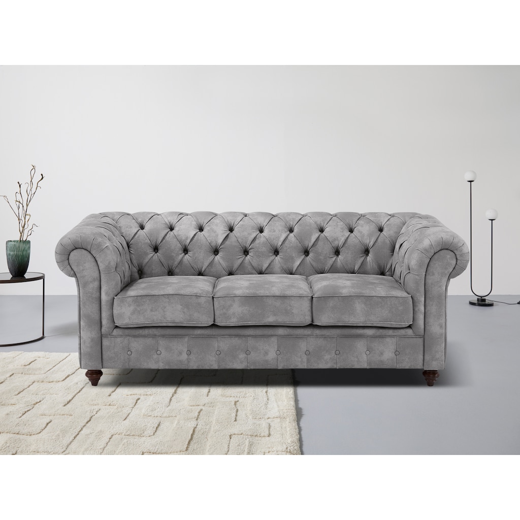 Home affaire Chesterfield-Sofa »Chesterfield 3-Sitzer B/T/H: 198/89/74 cm«