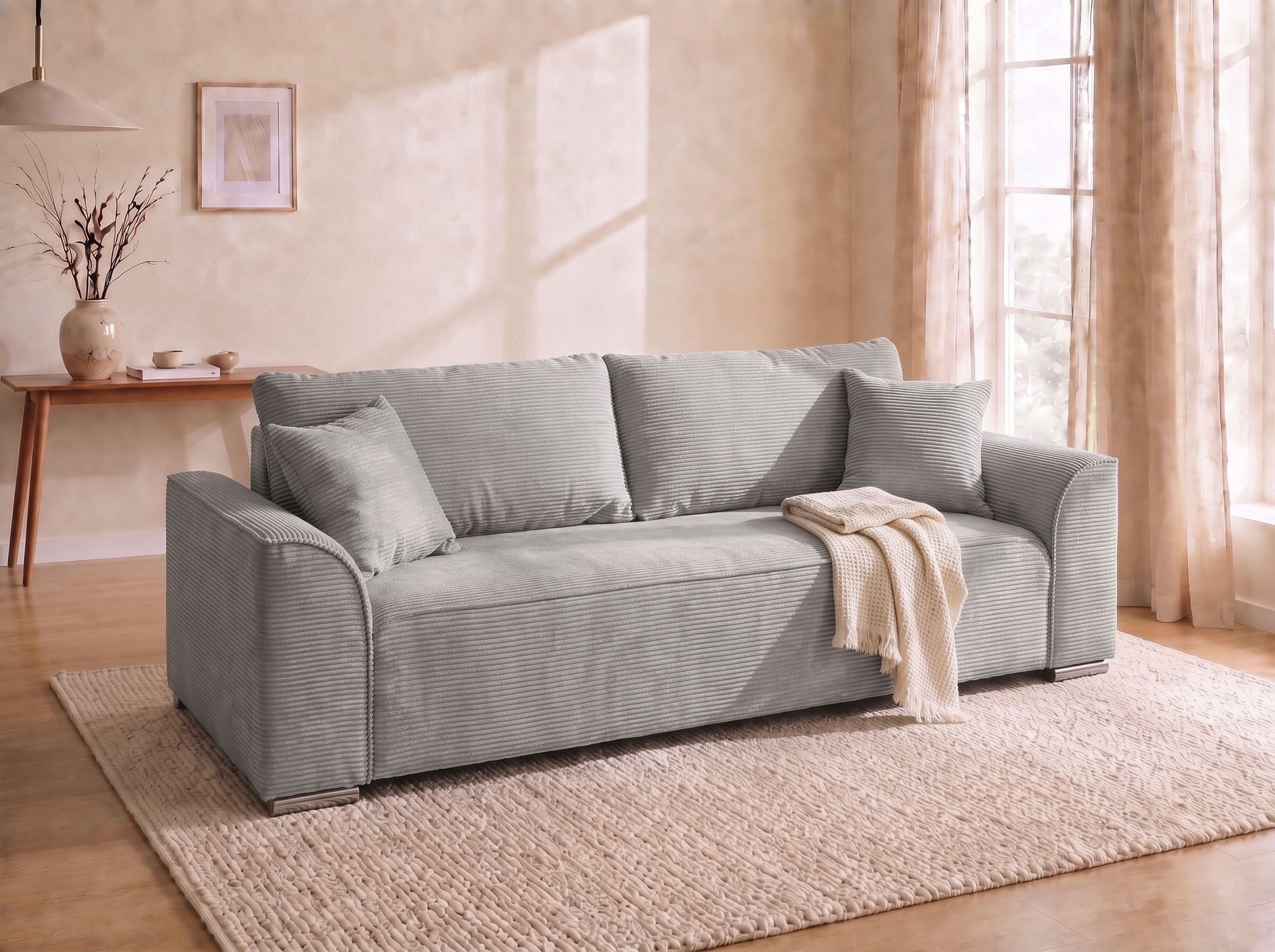 COLLECTION AB 1100000002199 "Sara B: 241 cm, Liegefl. 137x195 cm, Bettkasten, optional mit Topper" Schlaffunktion, Couch mit Bonnellfederkern, Gästebettfunktion