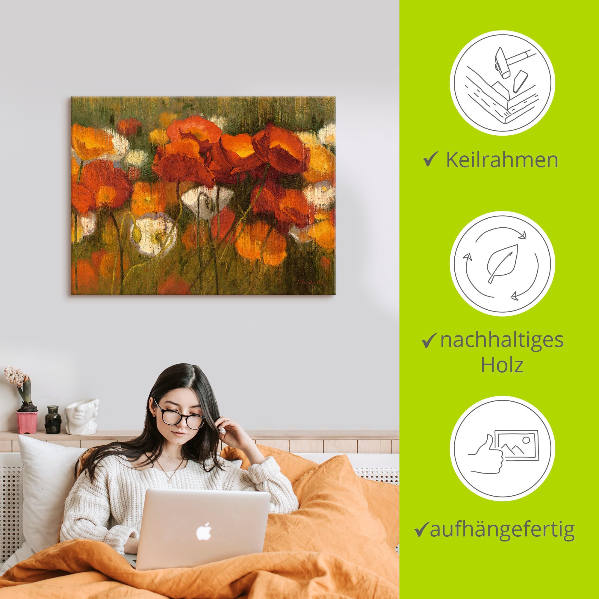 Artland Wandbild »Das starke Rot II«, Blumenwiese, (1 St.), als Leinwandbild, Poster in verschied. Größen