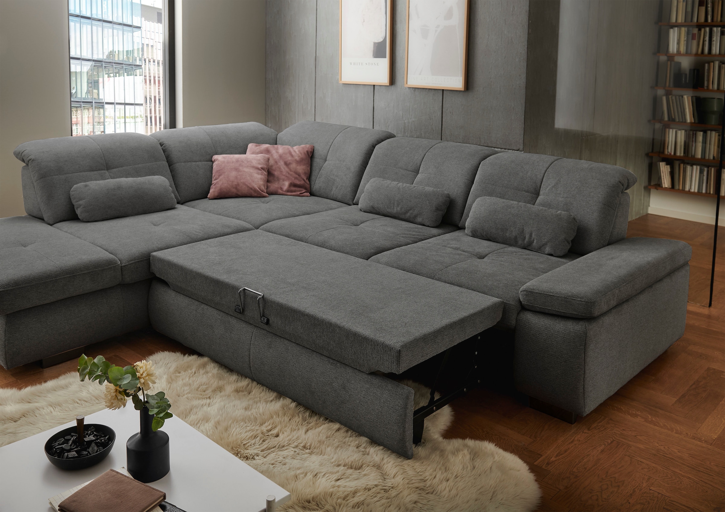 Die PlanBar Ecksofa »MP-IN16012 L-Form mit Federkern-Polsterung«, inkl. Sitztiefenverstellung, optional mit Funktionen