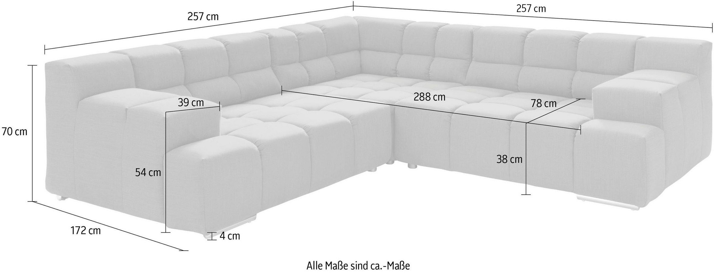 designwerk Ecksofa »Temple L-Form, tolles Designsofa«, mit Sitztiefenverstellung