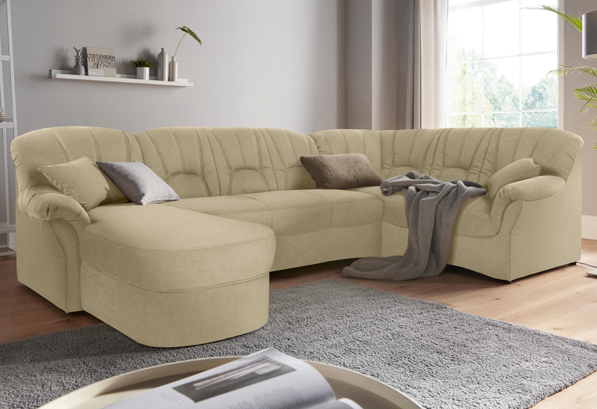 Thumbnail - DOMO collection Wohnlandschaft "Bahia mit viel Platz, zeitloses Design, U-Form" wahlweise mit Bettfunktion