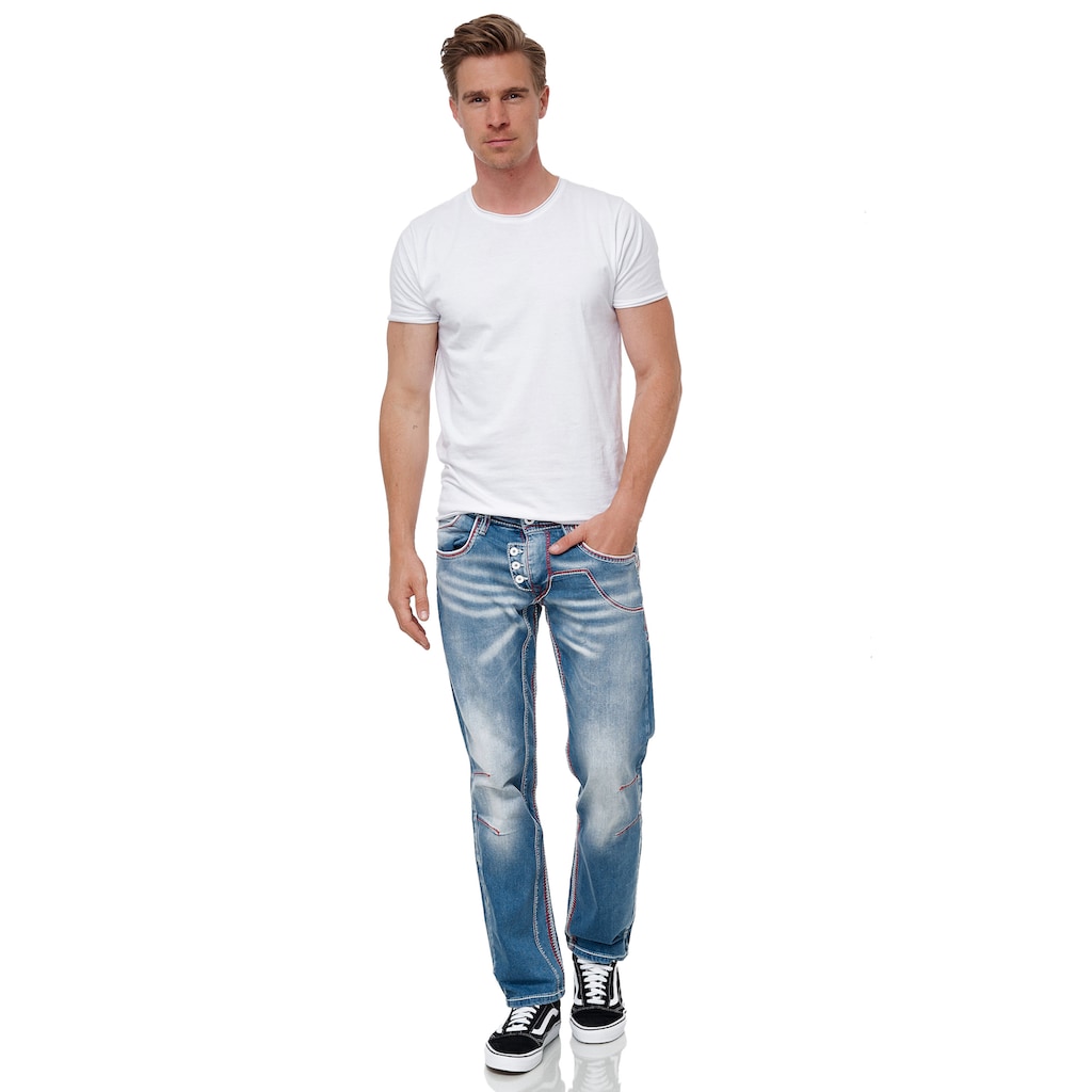 Rusty Neal Straight-Jeans »RUBEN 46«, mit auffälligen Ziernähten