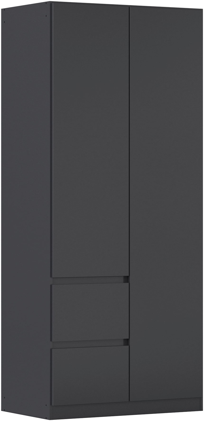rauch Drehtürenschrank "Mehrzweckschrank Aktenschrank Mietswohnung Garderobe MAINZ 91cm breit" 3 verschiedene Ausstattungen BASIC/CLASSIC/PREMIUM (inkl. SOFT-CLOSE), grifflose Front, Türen mit Push-to-Open Funktion MADE IN GERMANY