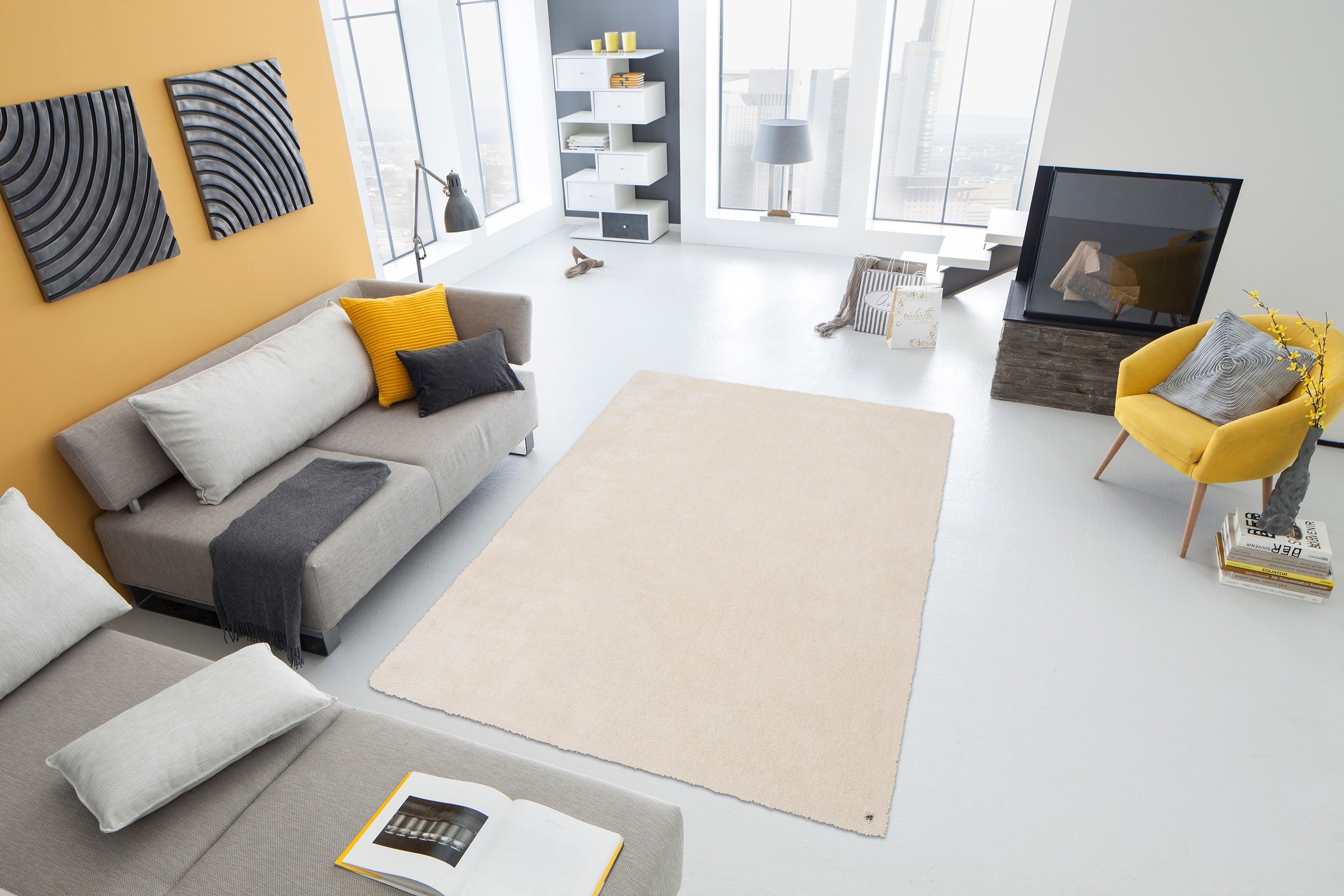 TOM TAILOR HOME Hochflor-Teppich »Soft«, rechteckig, 35 mm Höhe, handgetuftet, Uni-Farben, super weich und flauschig