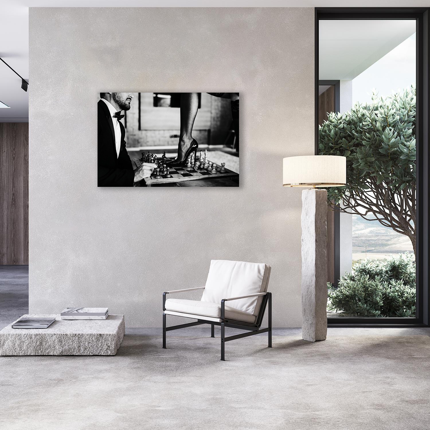 queence Alu-Dibond-Druck "Frau in High Heels auf dem Tisch" Bilder von Frau günstig online kaufen