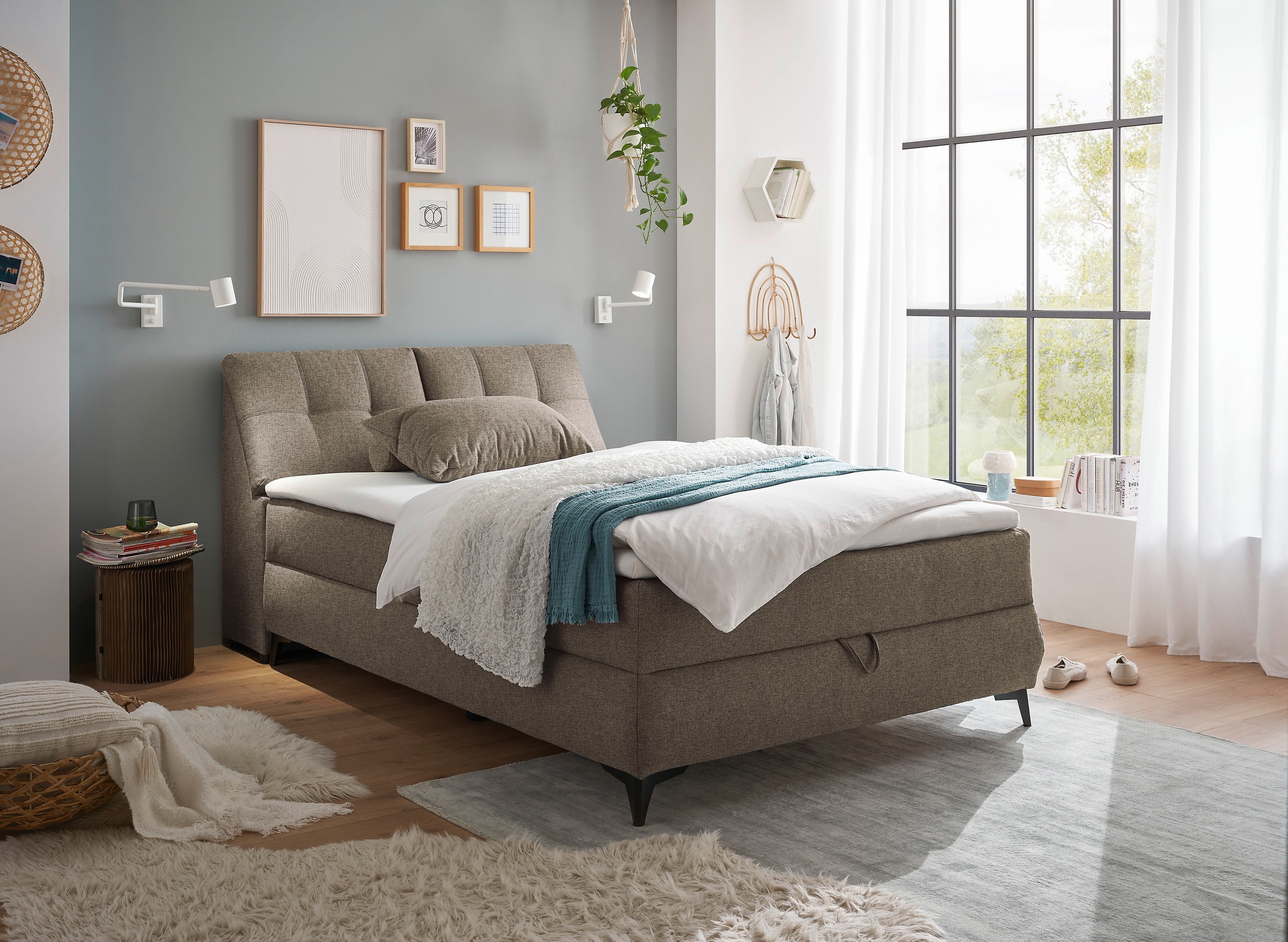 ED EXCITING DESIGN Boxbett »Atlantis«, mit Bettkasten und Stauraum im Kopfteil