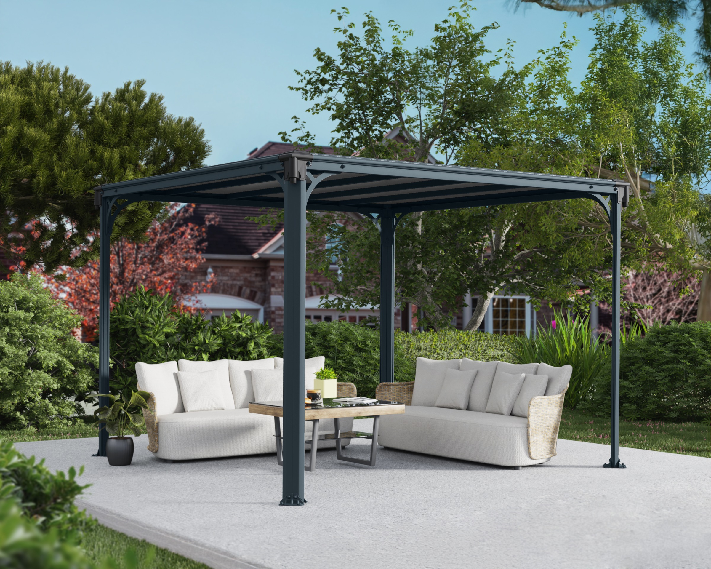 Palram - Canopia  Grau Grau Pavillon "Pergola Milano" Bxt: 309X309 Cm von Baur