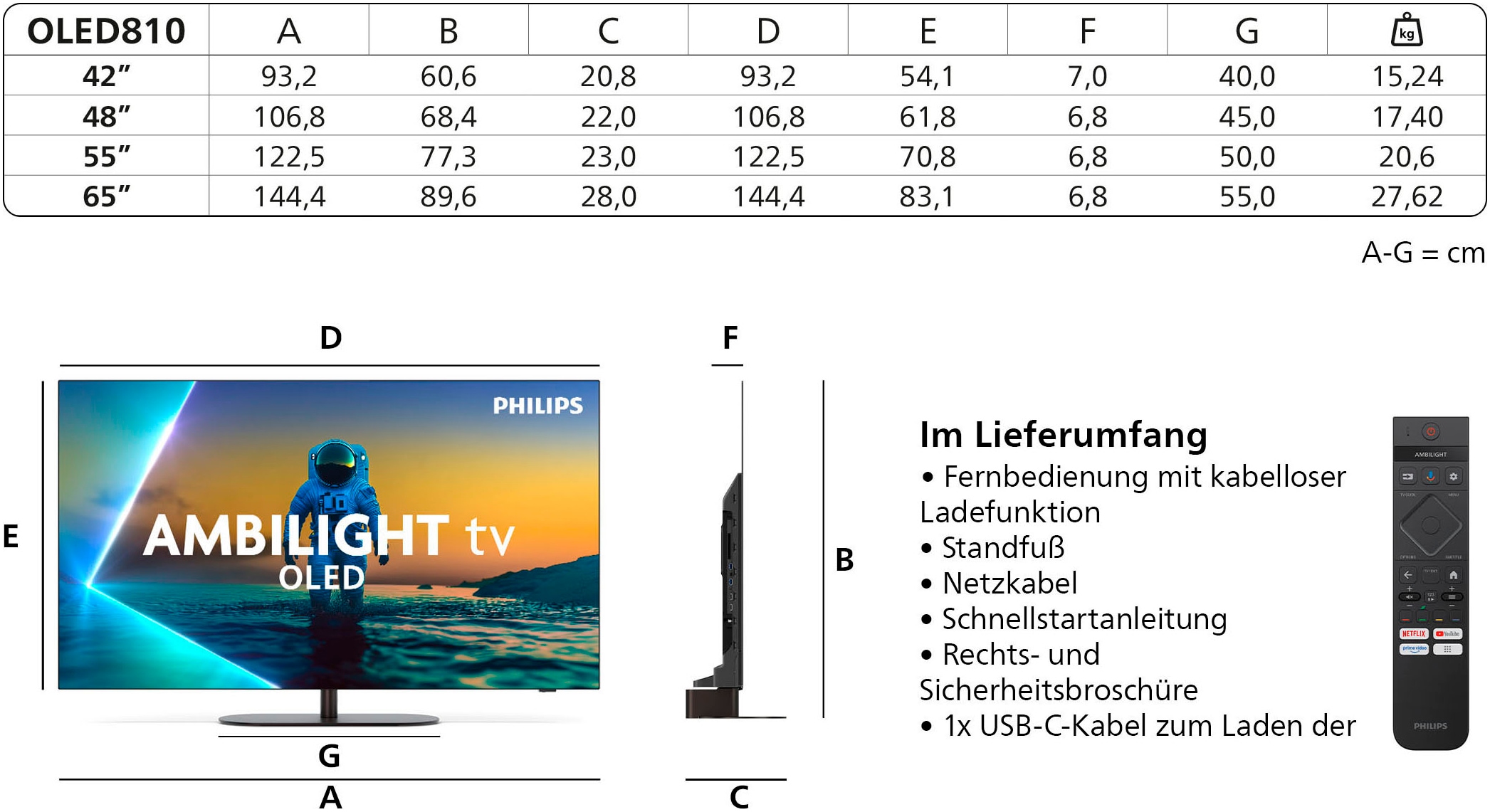 Philips OLED-Fernseher »55OLED810/12«, 4K Ultra HD, Google TV-Smart-TV