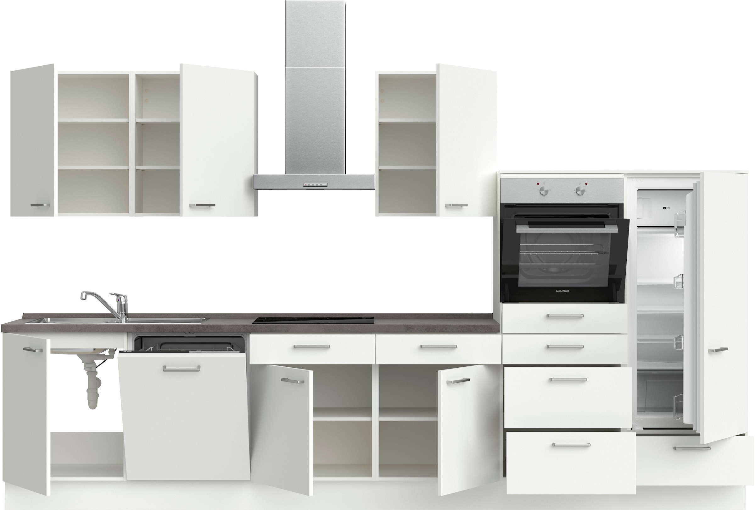 nobilia® Küchenzeile »"Touch I"« vormontiert, Ausrichtung wählbar, Breite 360 cm, wahlw. mit E-Geräten