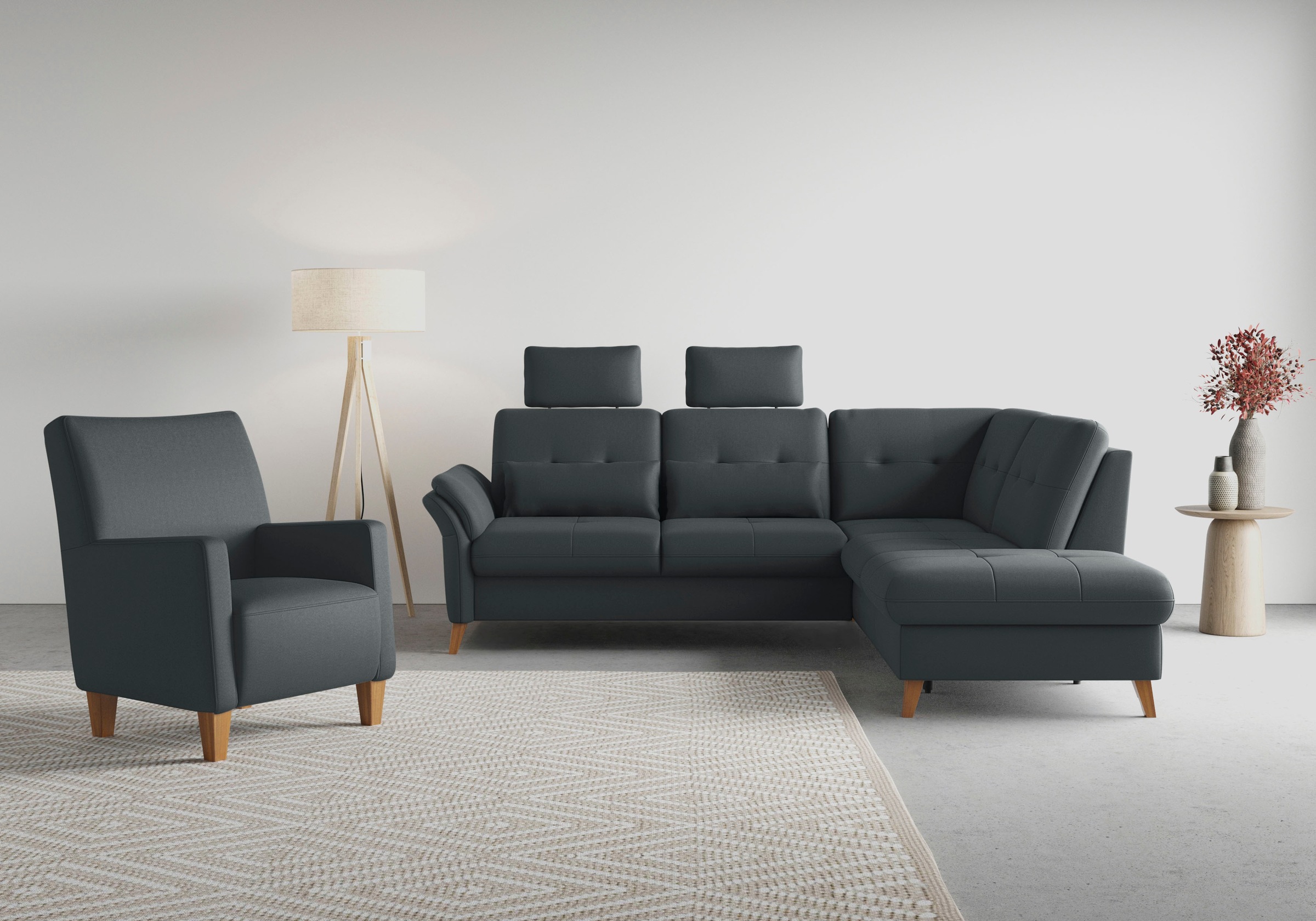 sit&more Ecksofa »Göteborg« inkl. Sitztiefenverstellung, wahlweise mit Bettfunktion & Bettkasten