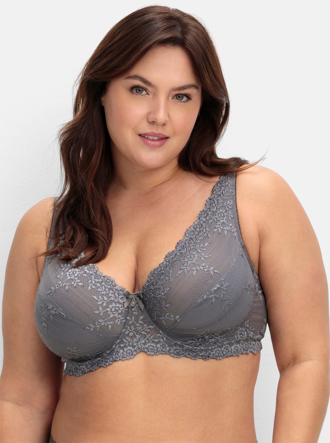 SHEEGO Damen Bügel-BH, Gr. 95, grau, 85% Polyamid, 15% Elasthan, BHs