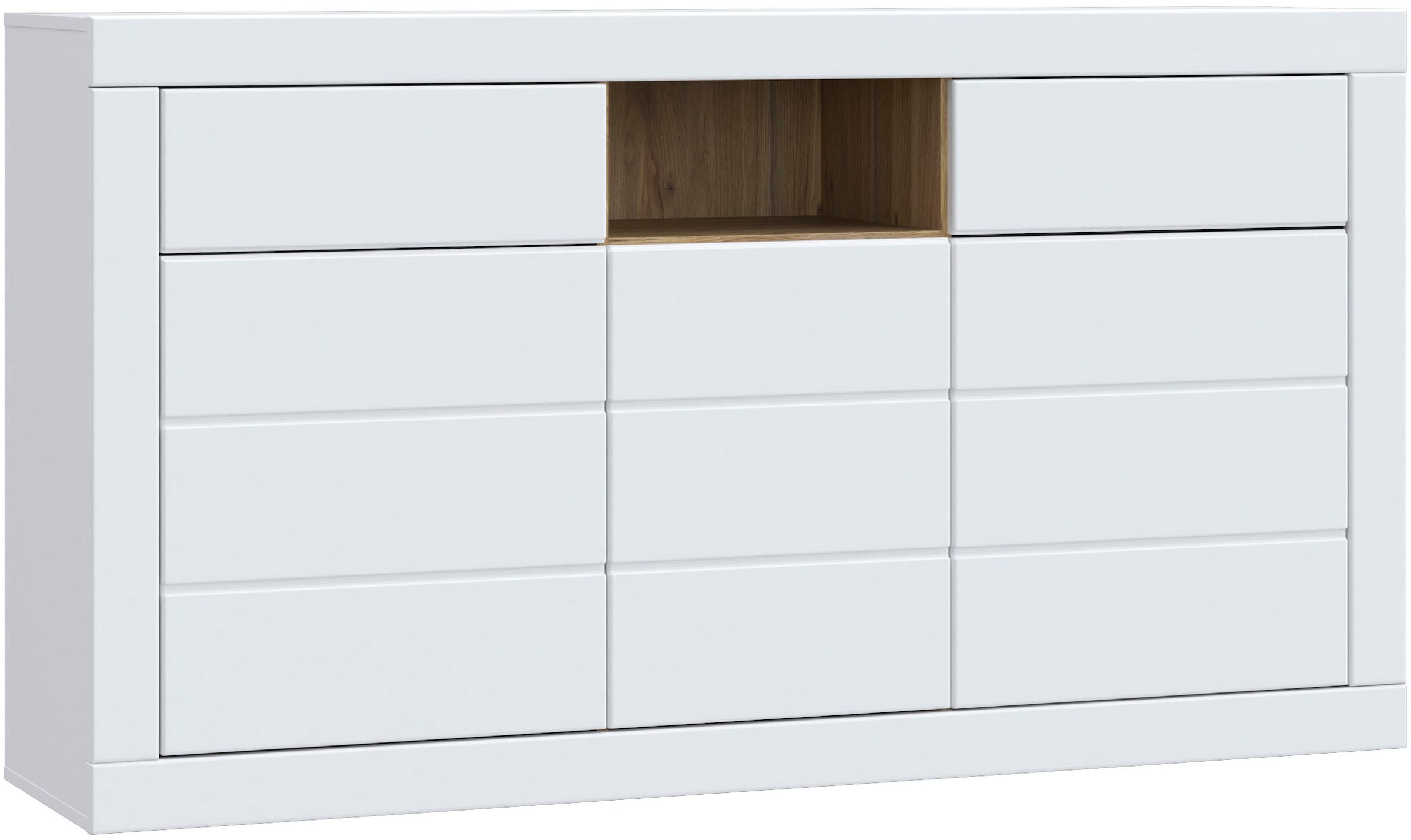 FORTE Sideboard »Lefkadas, Breite 170,7, Höhe 93,5cm«, Sideboard, viel Platz, Push to open, Grifflos, breite Rahmenoptik