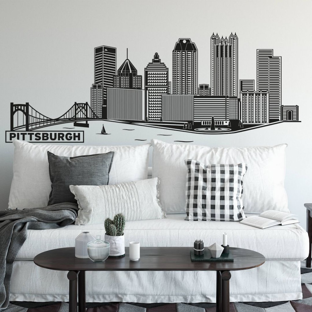 Wall-Art Wandtattoo »XXL Stadt Skyline Pittsburgh 120cm«, (1 St.)