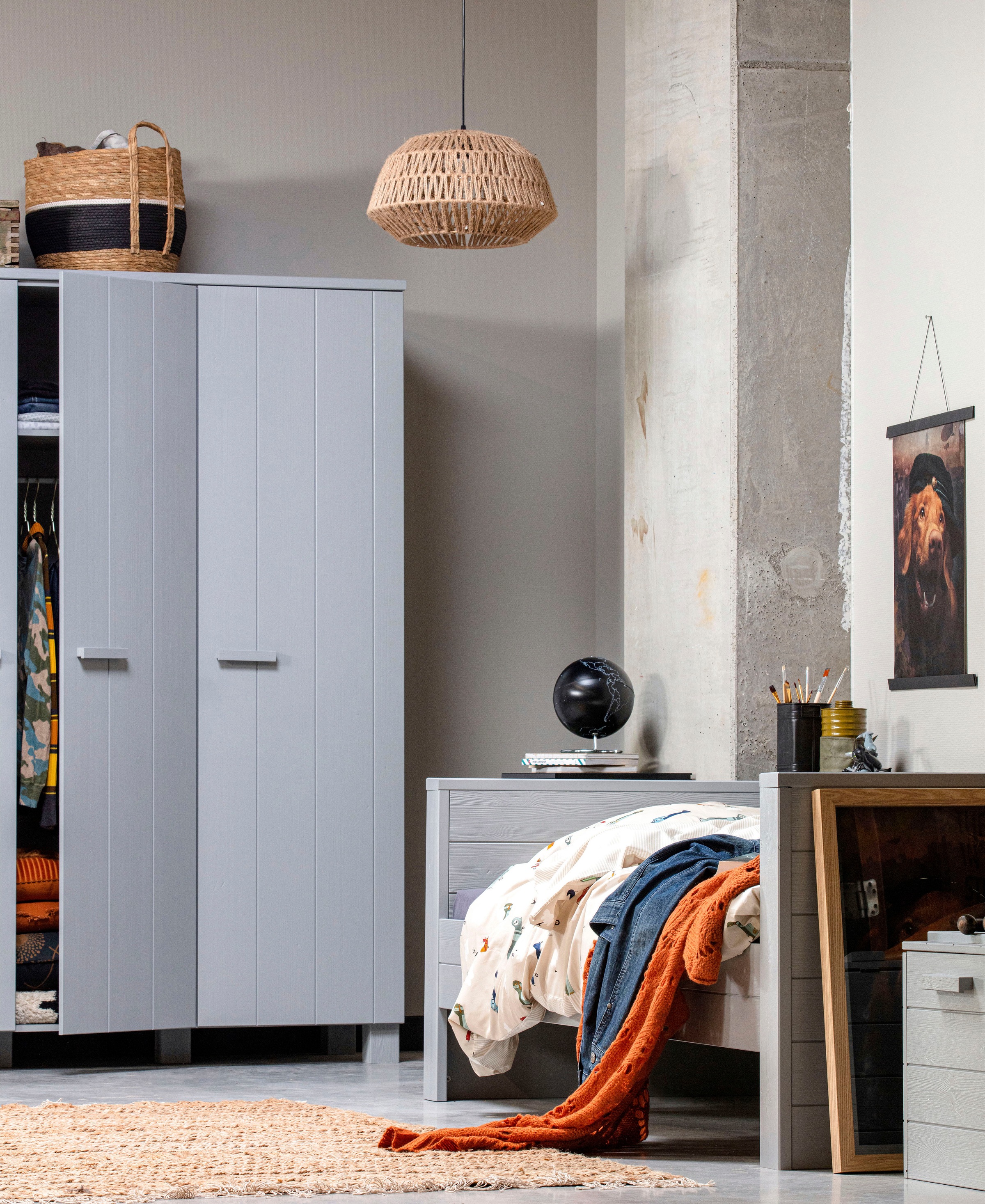 WOOOD Garderobenschrank »Dennis Mehrzweckschrank mit gebürsteter Oberfläche« FSC® Kiefer massiv, gebürstet, Höhe 202 cm