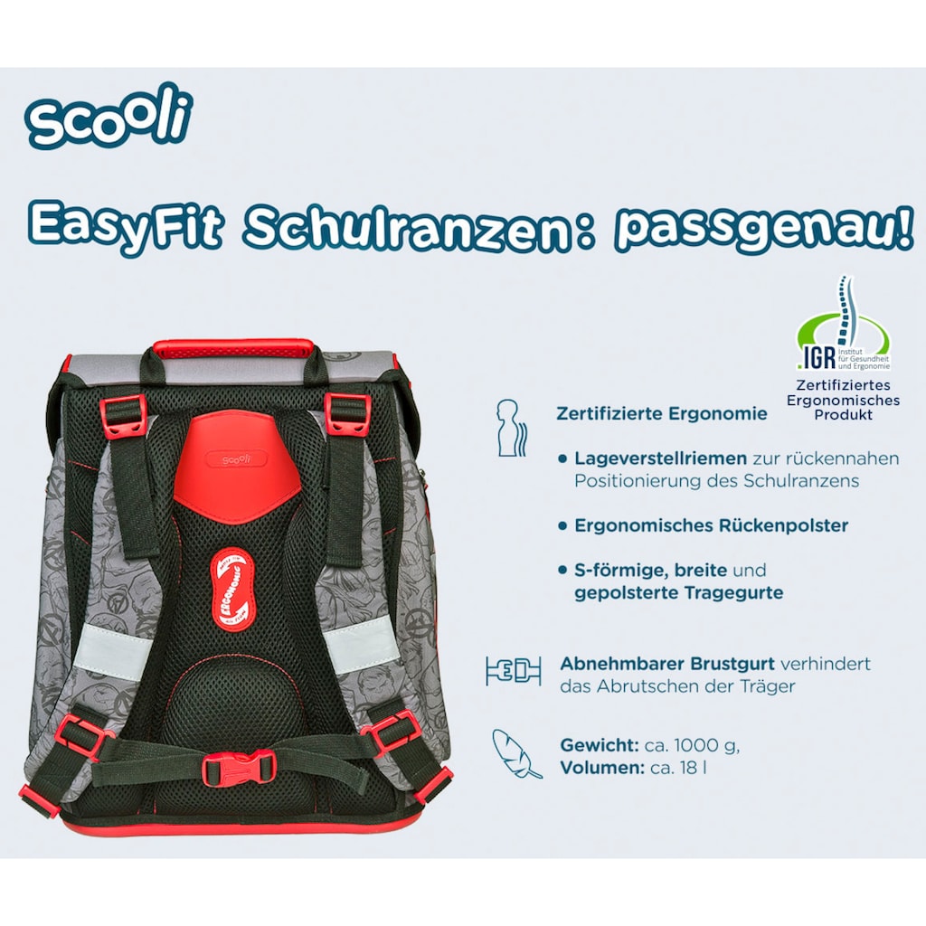 Scooli Schulranzen »EasyFit, Avengers«, Reflektoren