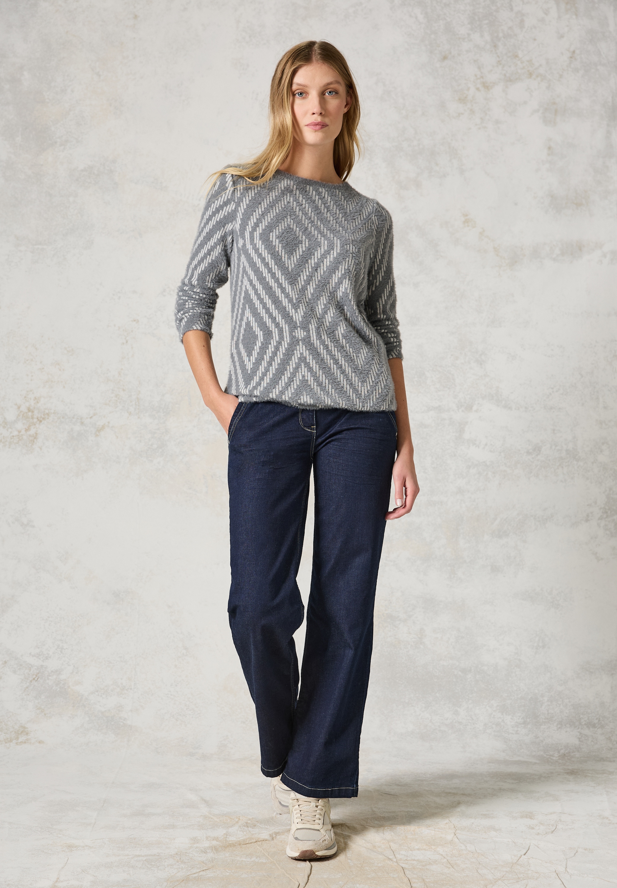 Cecil Langarmshirt, Jacquard