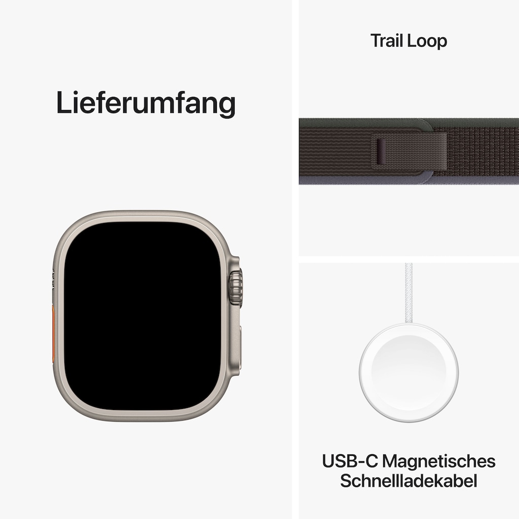 Apple Smartwatch »Watch Ultra 2 GPS 49 mm + Cellular Titanium S/M«, (Watch OS 10)