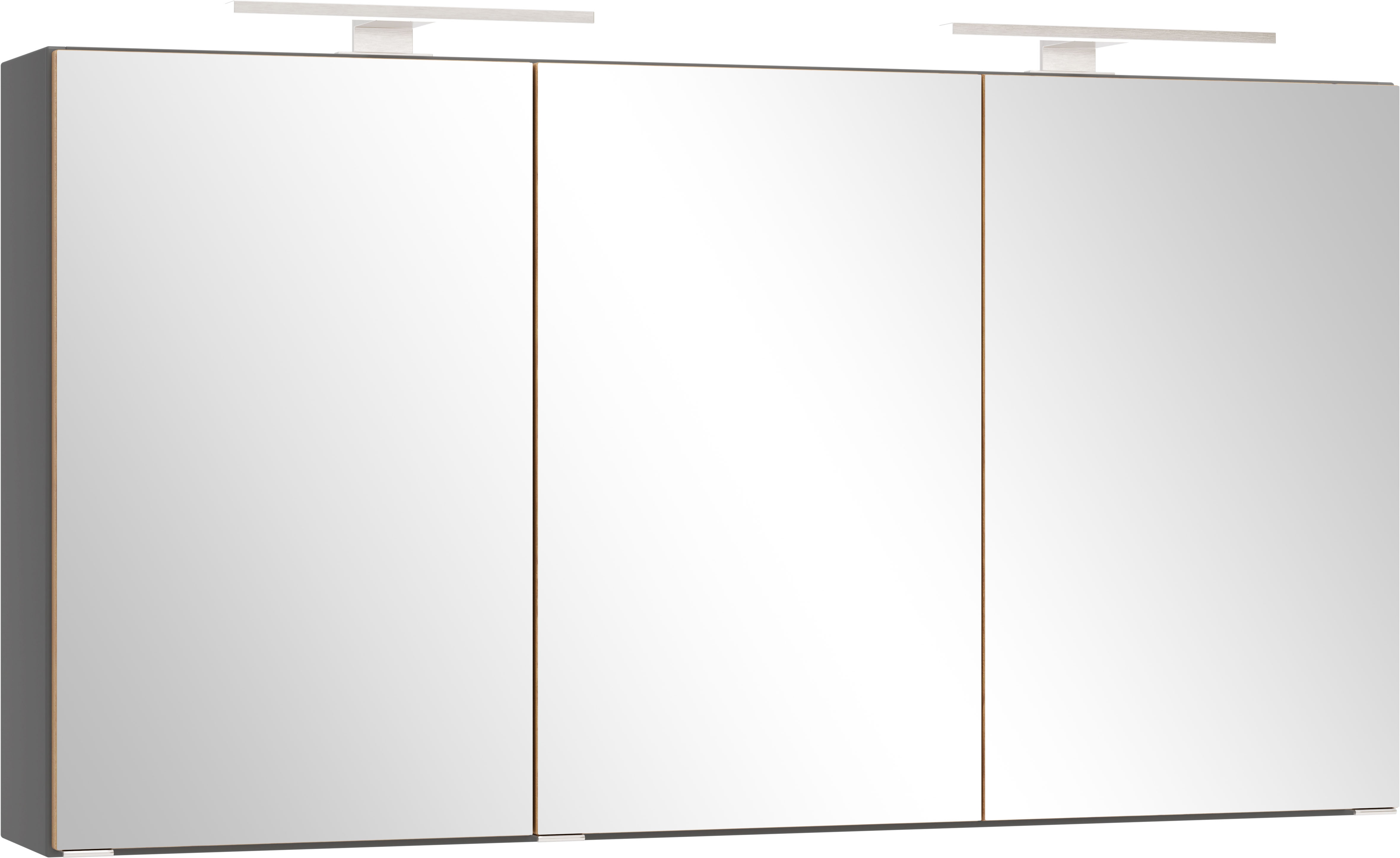 welltime Spiegelschrank "TRIENT, 3D-Spiegelschrank 120 cm, gedämpfte Scharniere" onyx-grey/Wildeiche, gedämpfte Scharniere