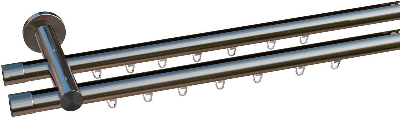 indeko 1100000002199 "Consul" Ø 20 mm 2 läufig-läufig Wunschmaßlänge Innenlauf Komplett-Set inkl. Gleitern und Montagematerial