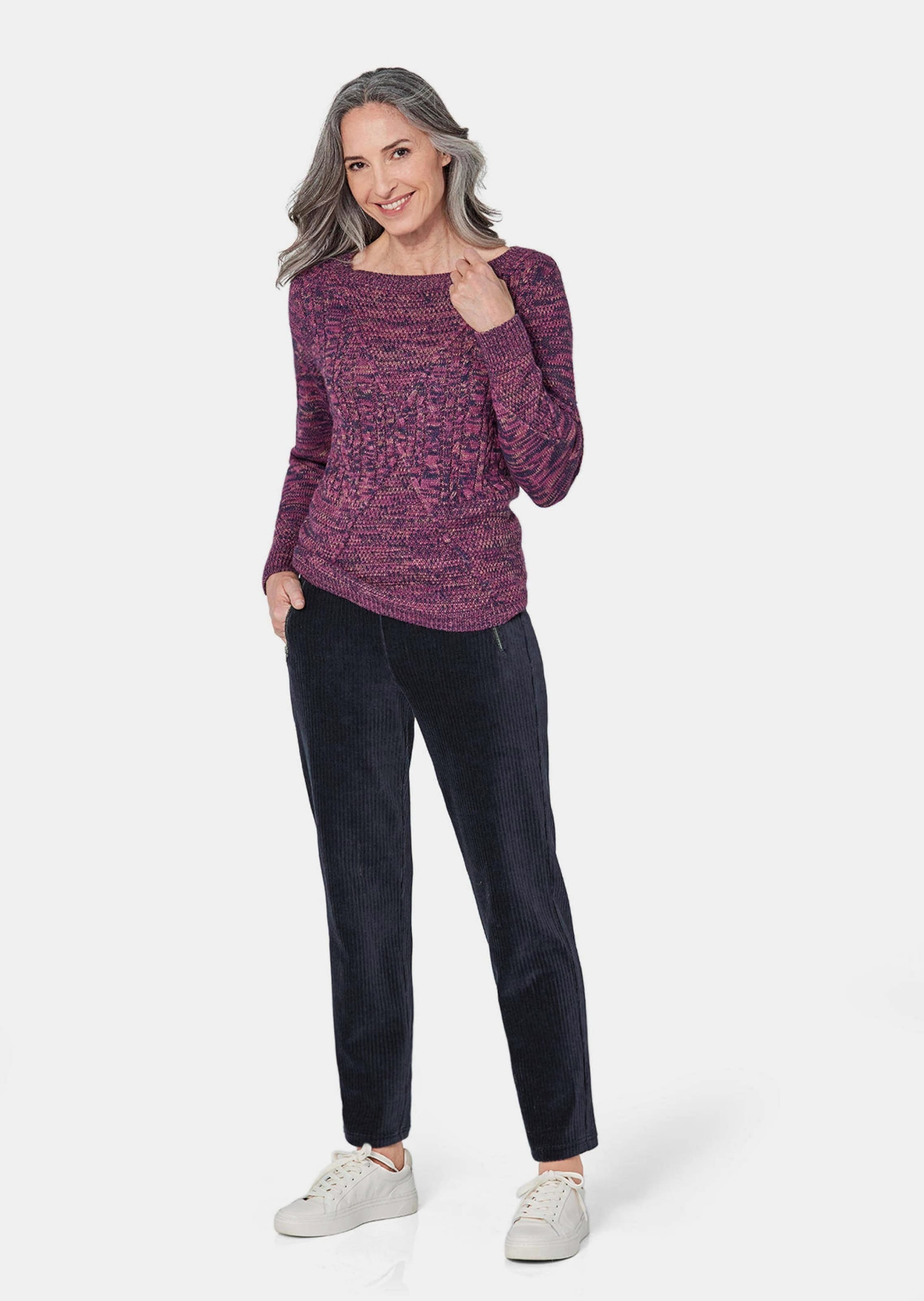 GOLDNER Rundhalspullover "Strickpullover mit Zopfstrick" günstig online kaufen