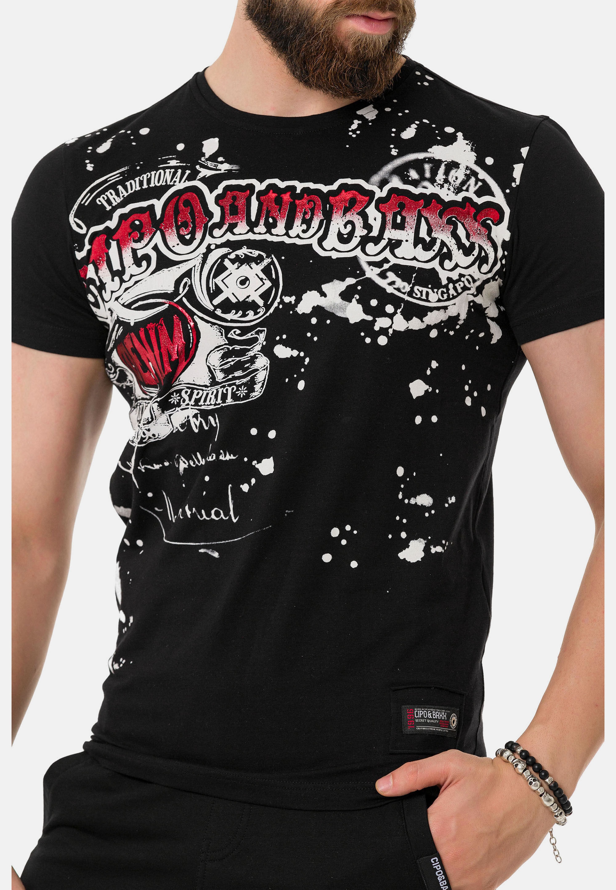 Cipo & Baxx T-Shirt »T-Shirt«, mit Rundhalsausschnitt