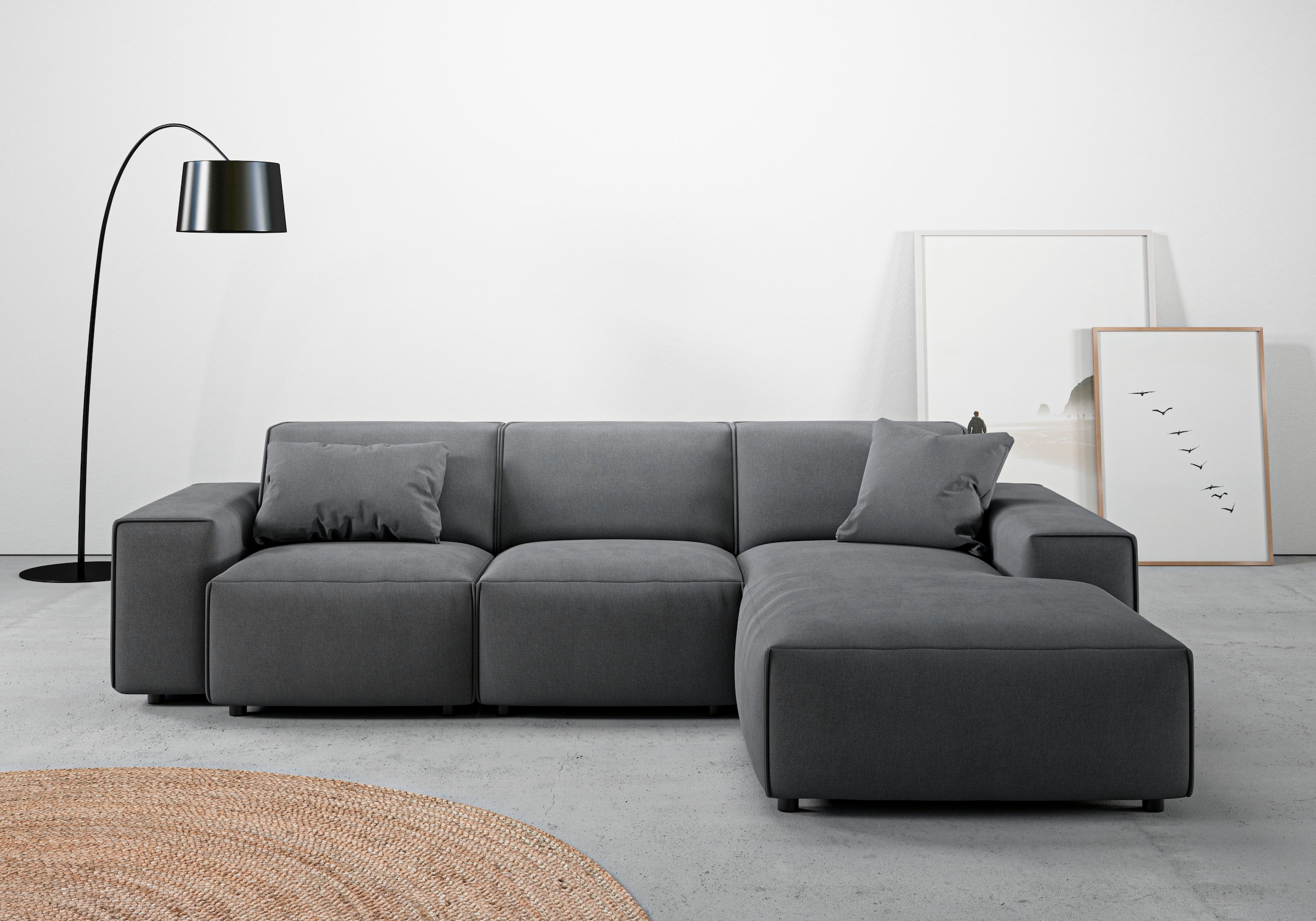 Home affaire Ecksofa "Glimminge L-Form auch in Breitcord, Feincord + Easy care-Bezug," Breite 264, Zierkissen