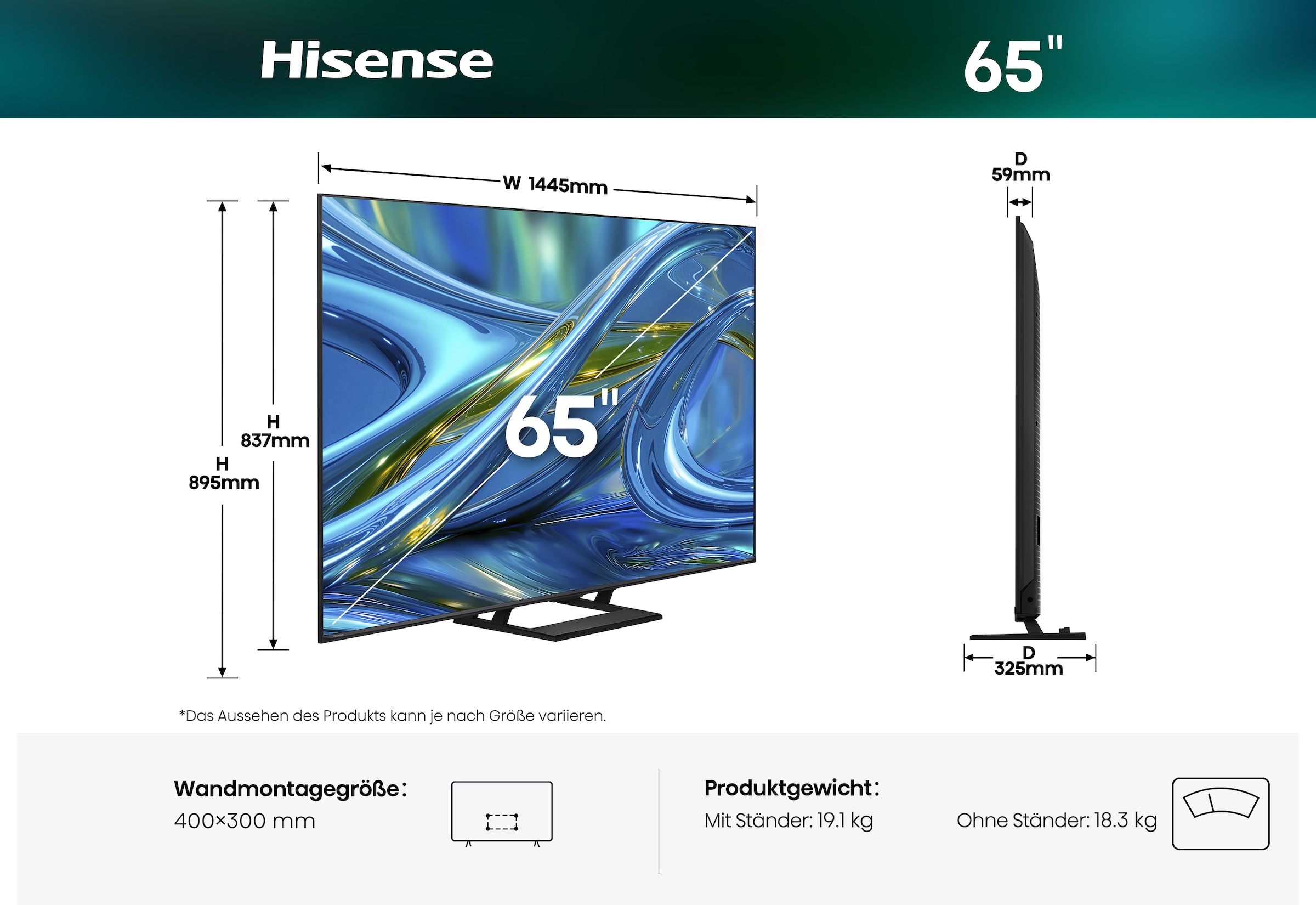 Hisense Mini-LED-Fernseher »65E8S« 164 cm/65 ″ Smart-TV