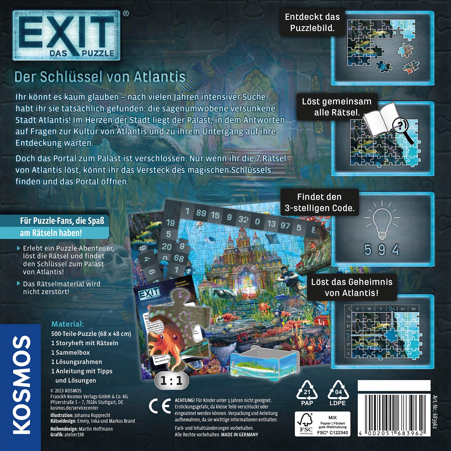 Kosmos Puzzle »EXIT, Das Puzzle, Der Schlüssel von Atlantis« Made in Germany