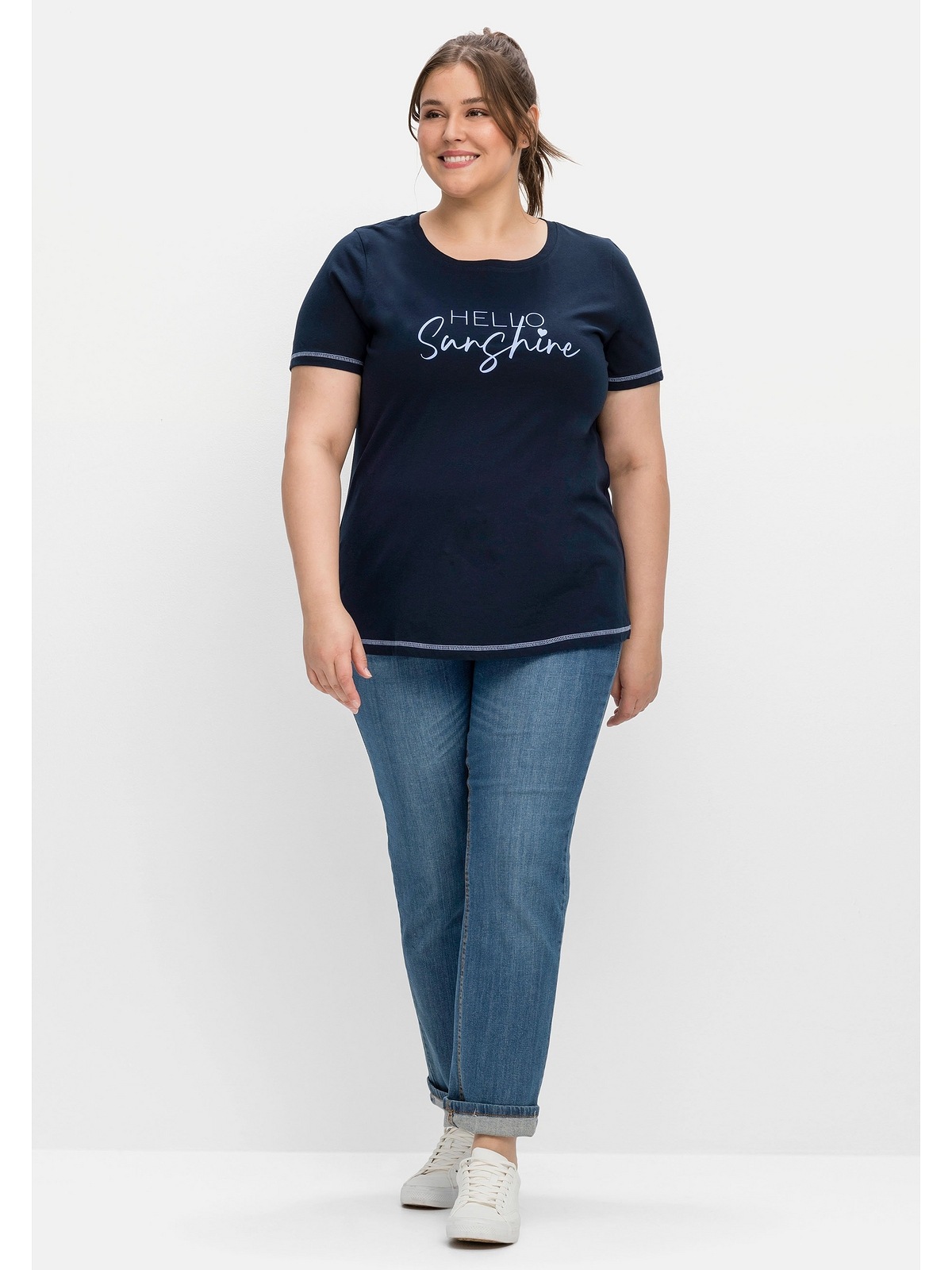 Sheego T-Shirt »Große Größen«, BAUR tailliert | für Wordingprint, bestellen mit leicht