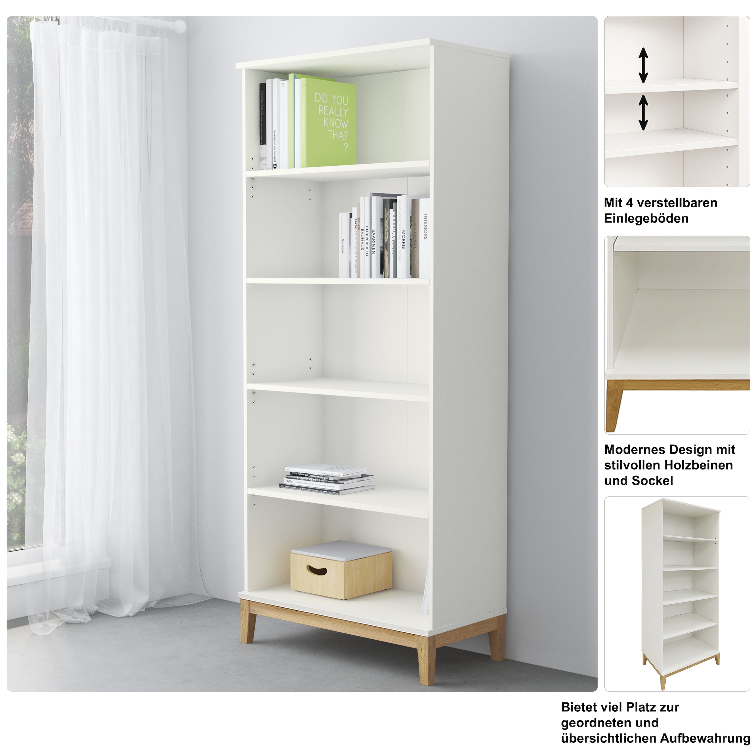OTTO home Bücherregal »Maryd« mit Untergestell in Holzoptik