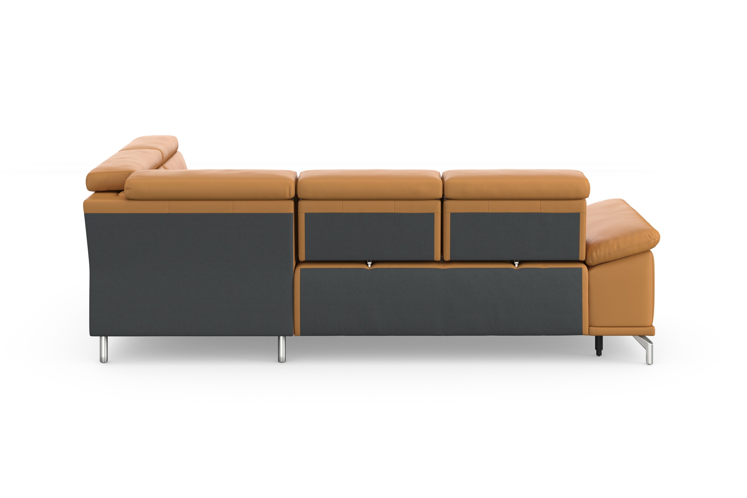 Ecksofa SIT & MORE "Cabrio L-Form, B: 274 cm, mit Sitztiefen-, Arm- & Kopfteilverstellung", gelb (curry), B:274cm H:87cm T:230cm, Sofas, Ecksofa, 3 Nierenkissen, Federkern, optional Bettfunktion und Stauraum 9