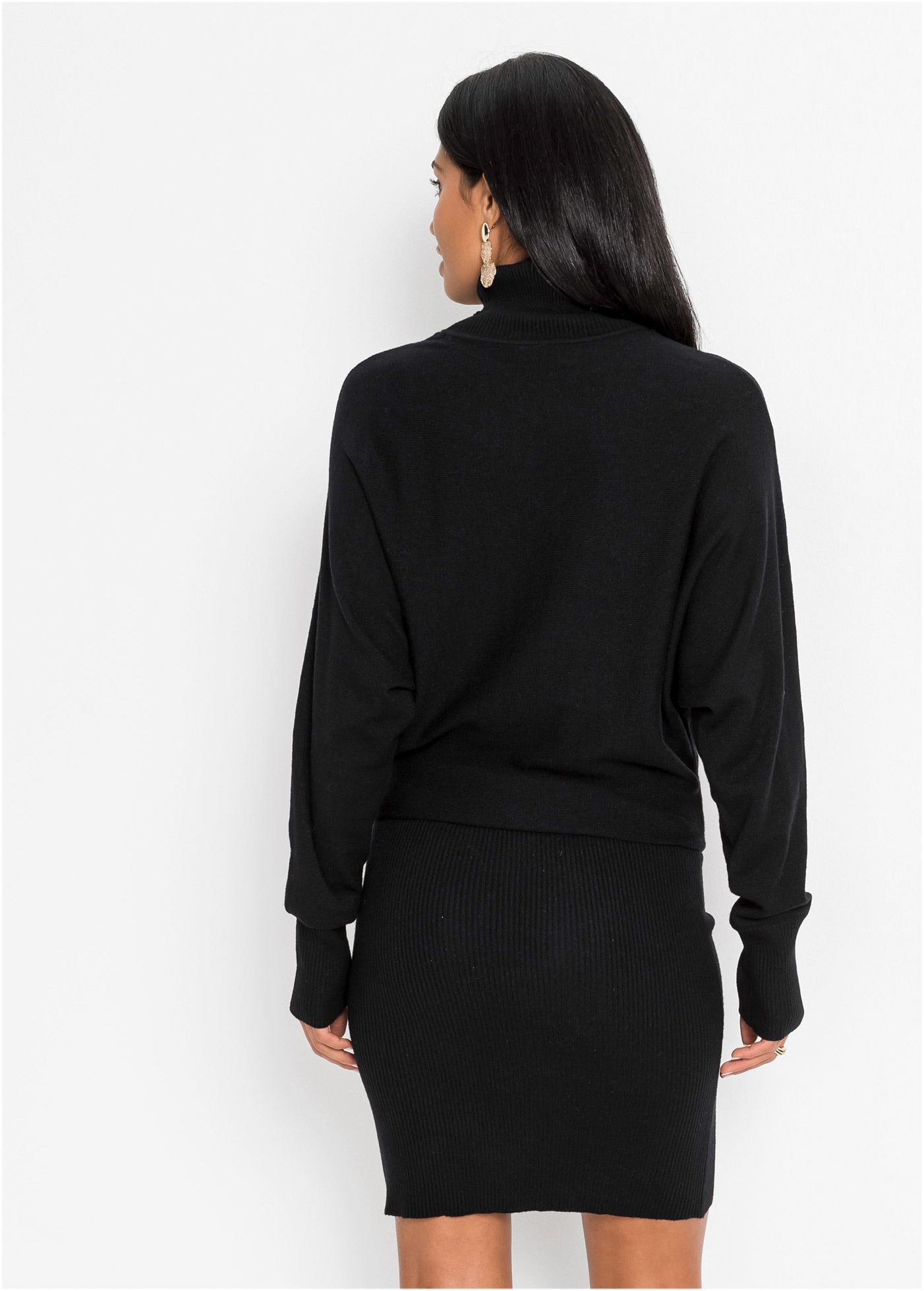 bonprix Strickkleid mit Rollkragen, aus Viskose, Polyamid und Polyester