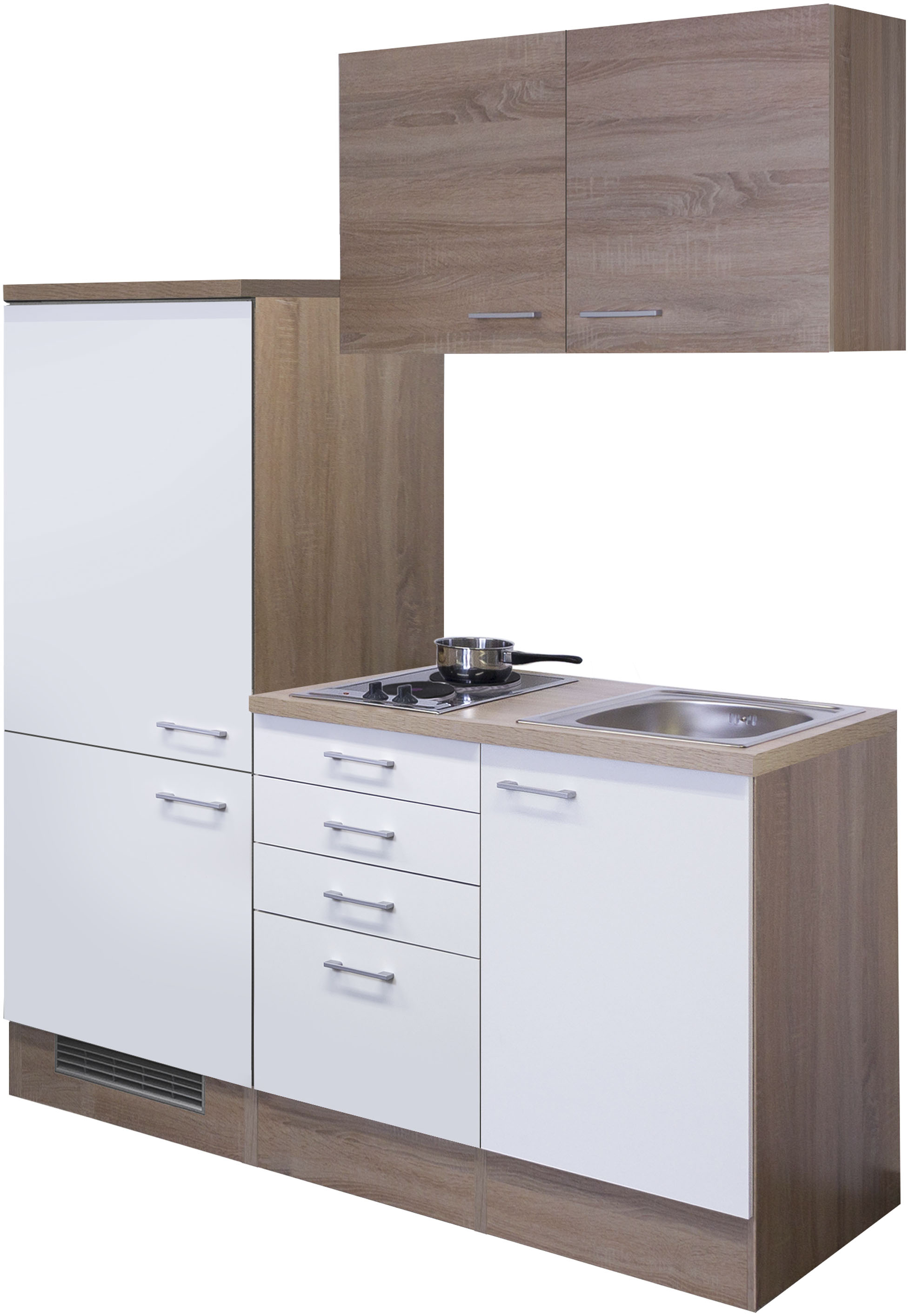 Küche »Samoa«, Gesamtbreite 160 cm, mit Einbau-Kühlschrank, Kochfeld und Spüle etc.