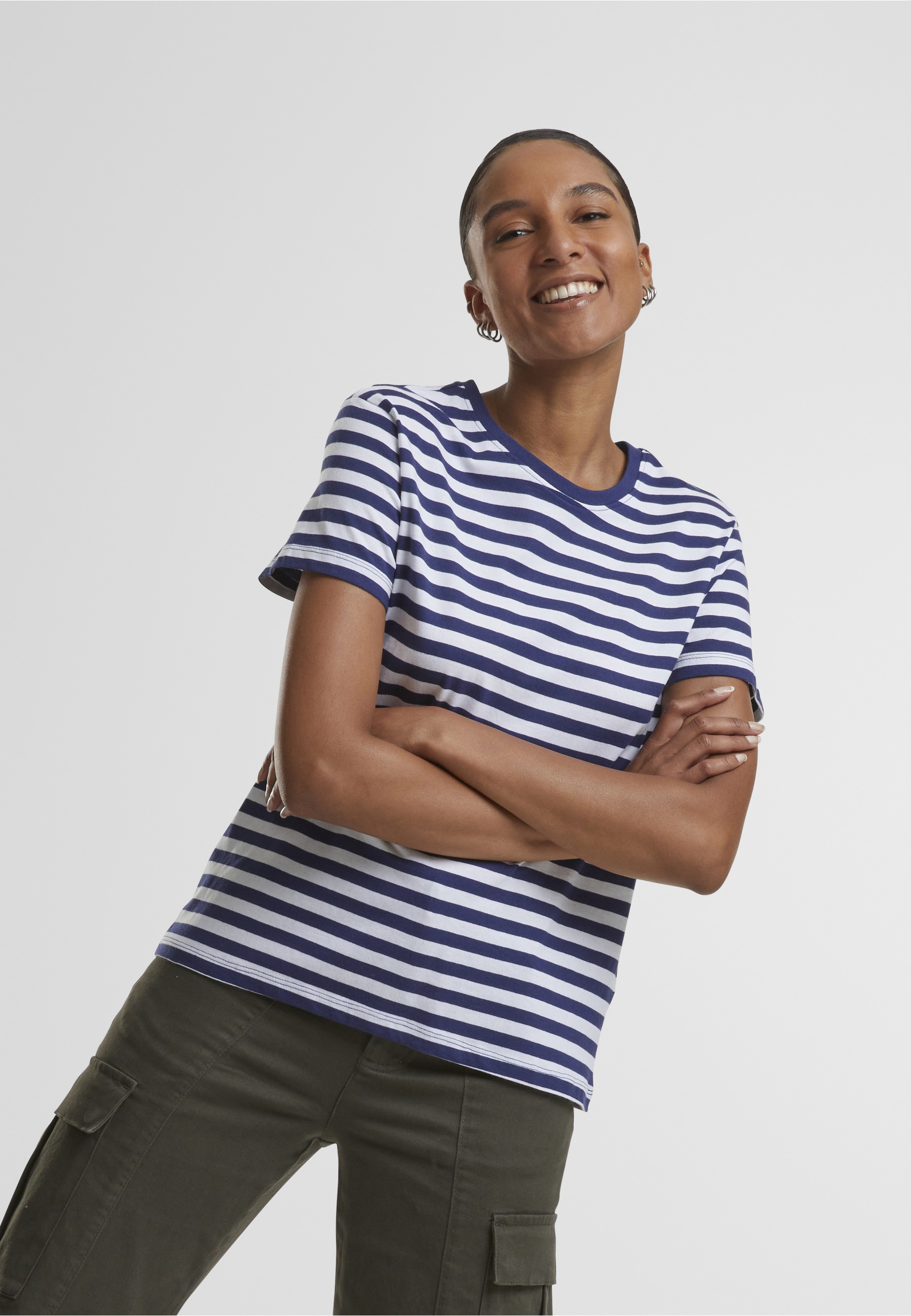 URBAN CLASSICS T-Shirt »Urban Classics Damen Ladies Regular Striped Tee« 1 Stk.