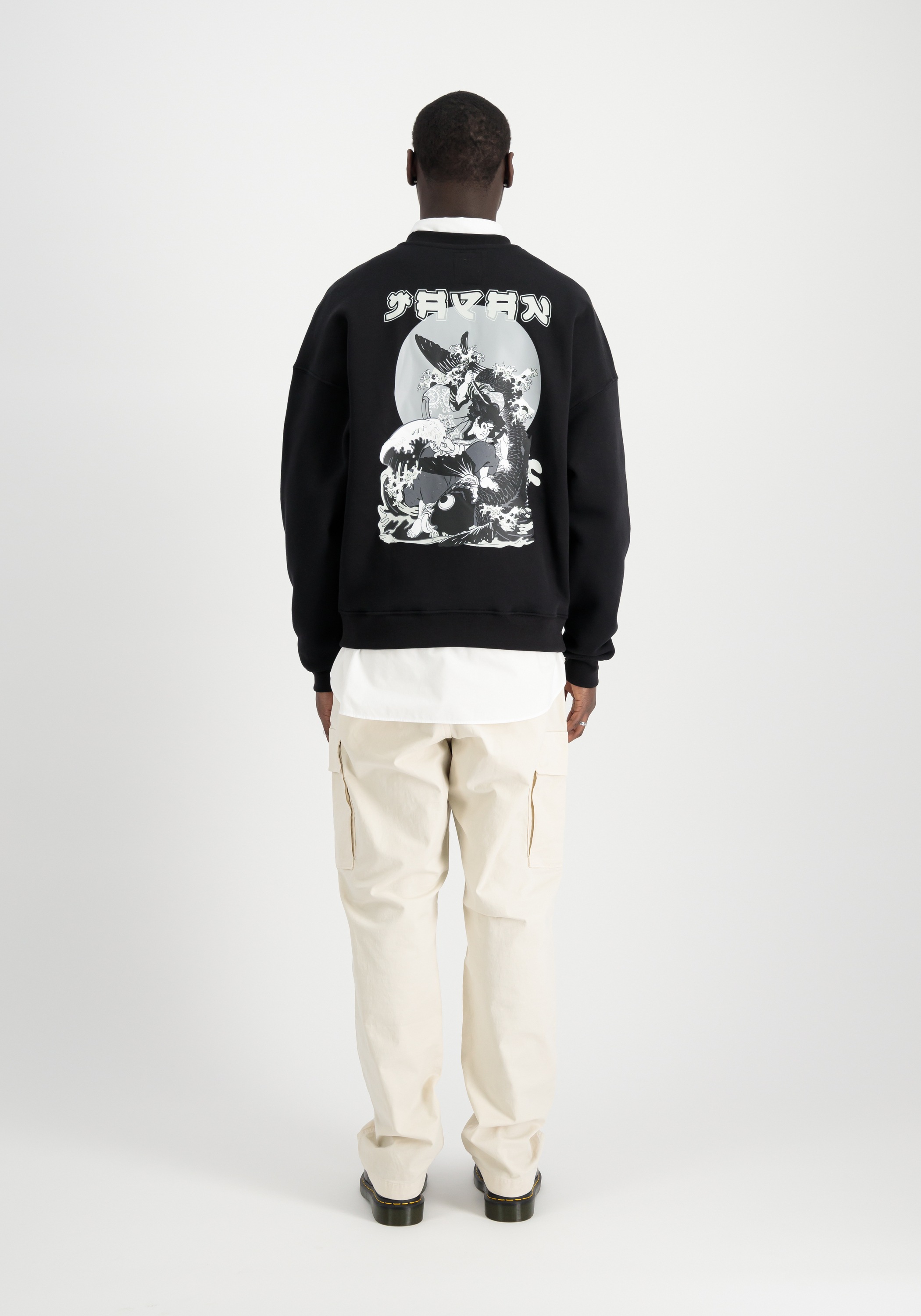 Alpha Industries Japan Wave Warrior Sweatshirt Black/White Size S 3