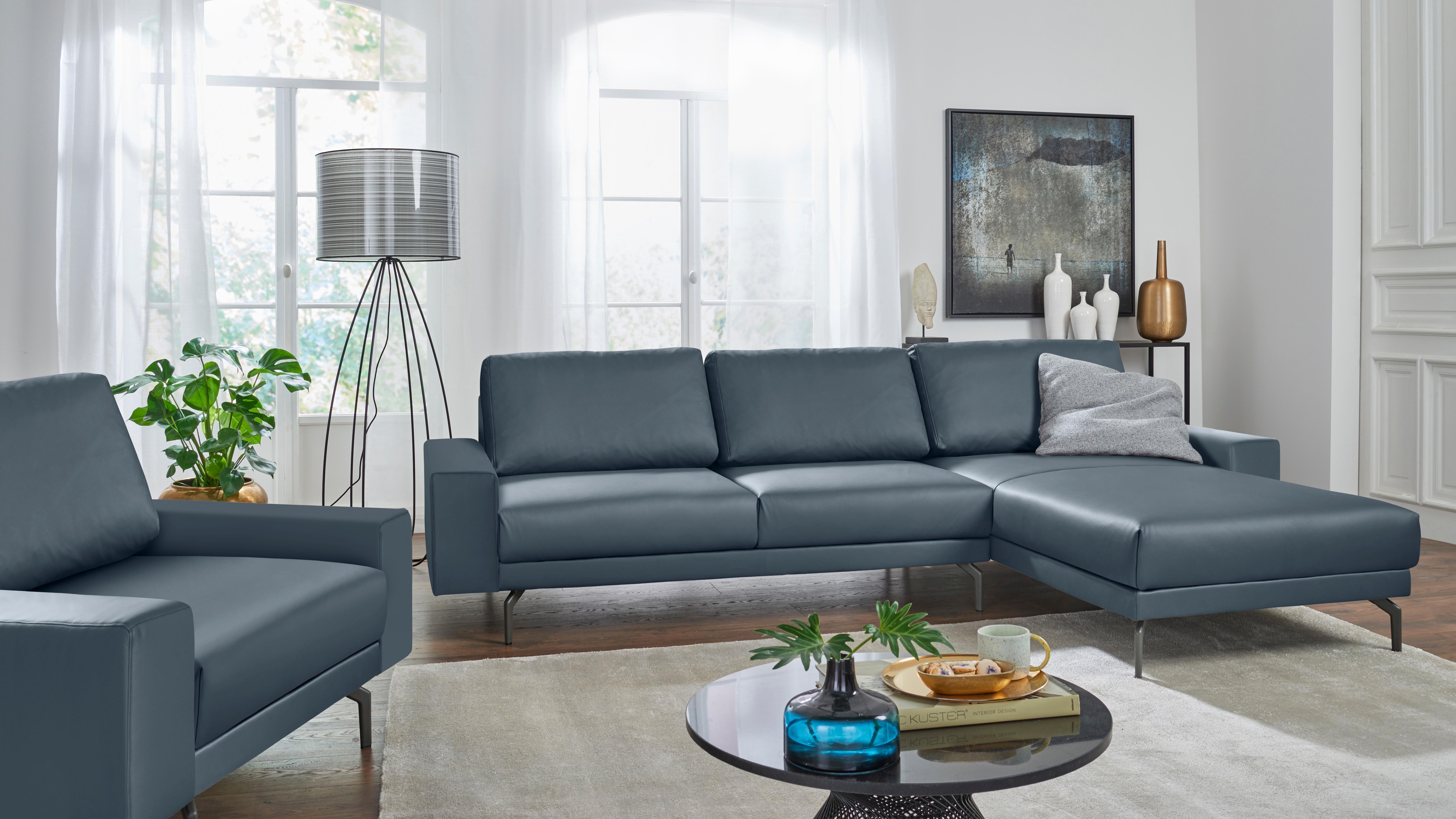 Creation BY ROLF BENZ Ecksofa "CR.450, Designecksofa, L-Form" Armlehne breit und niedrig, Alugussfüße in umbragrau, Breite 274 cm