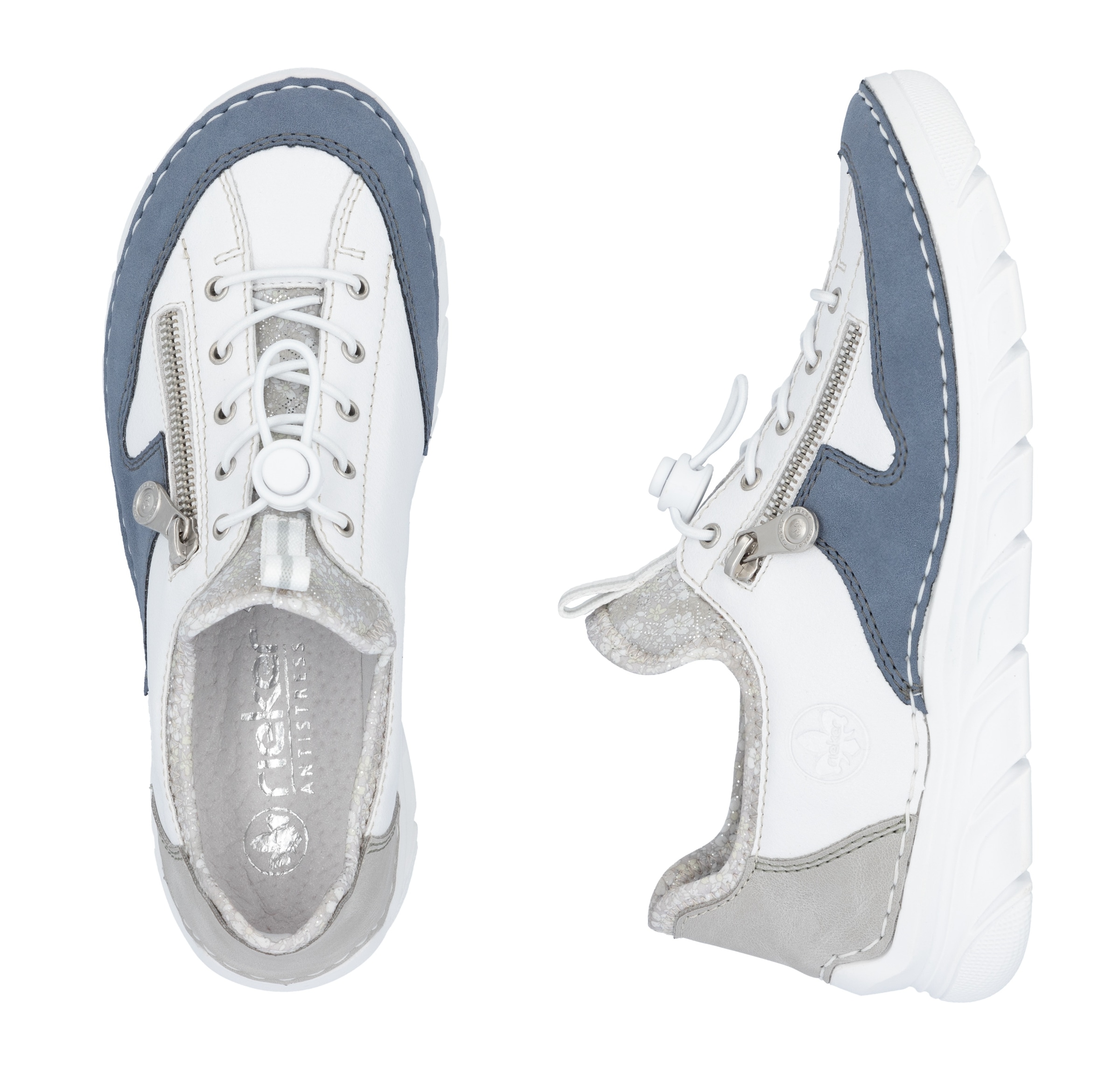 Rieker Slip-On Sneaker, Slipper, Freizeitschuh mit kontrastfarbenen Besätzen