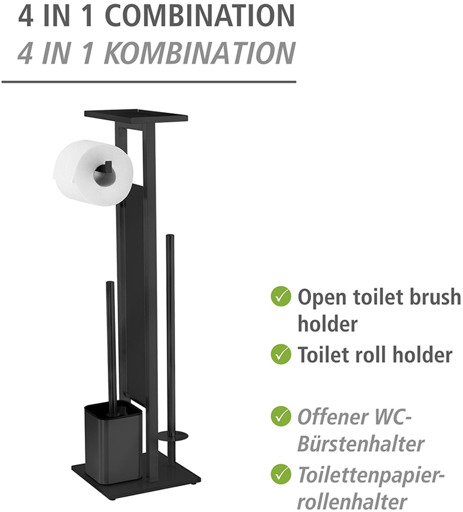 WENKO WC-Garnitur »Modell Debar«, aus Edelstahl-Glas, Standgarnitur mit Ablage, Edelstahl, Bodenplatte aus Sicherheitsglas