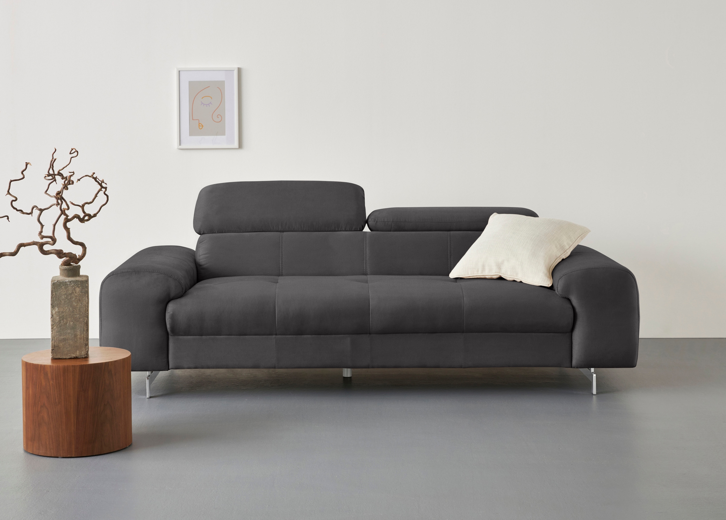 COTTA 3-Sitzer "Chef", Big-Sofa mit Kopfteilverstellung, edle Metallkufen günstig online kaufen