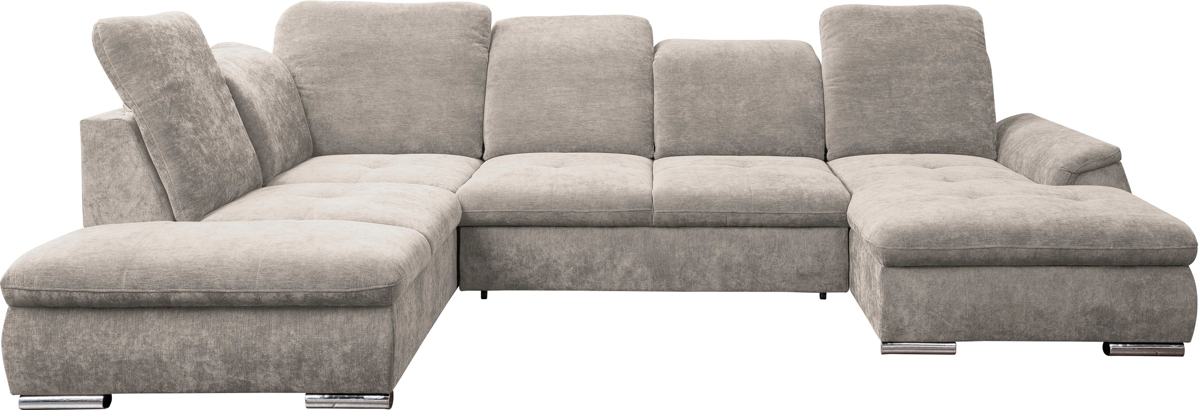 Wohnlandschaft WERK2, B:356cm H:105cm T:237cmnatur, 100% Polyester, Sofas, "Pula", verstellbare Kopfteile, mit Schlaffunktion und Bettkasten