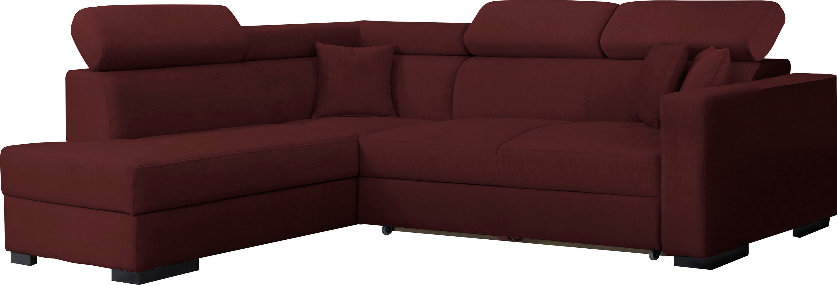Home affaire Ecksofa "Tulio bequem, bewährte Wellenunterfederung, Breite 267cm, L-Form" wahlweise mit Bettfunktion und Bettkasten, incl. 3 Zierkissen