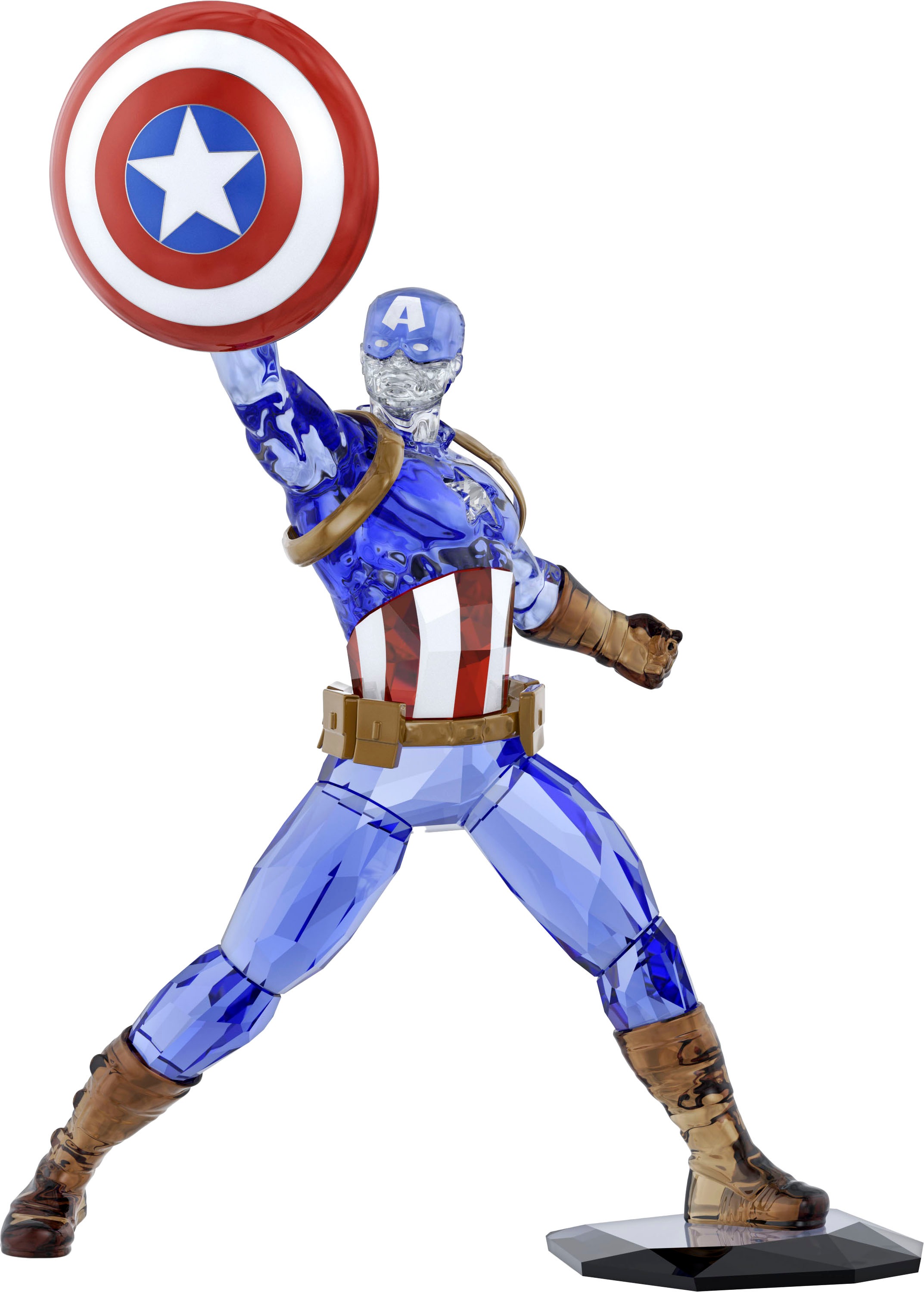SWAROVSKI Comicfigur "Deko Kristallfigur Sammelfigur Marvel Captain America", B/H/T: 8,34cm x 17,71cm x 13,02cm, Captain America, bunt, Metall,
