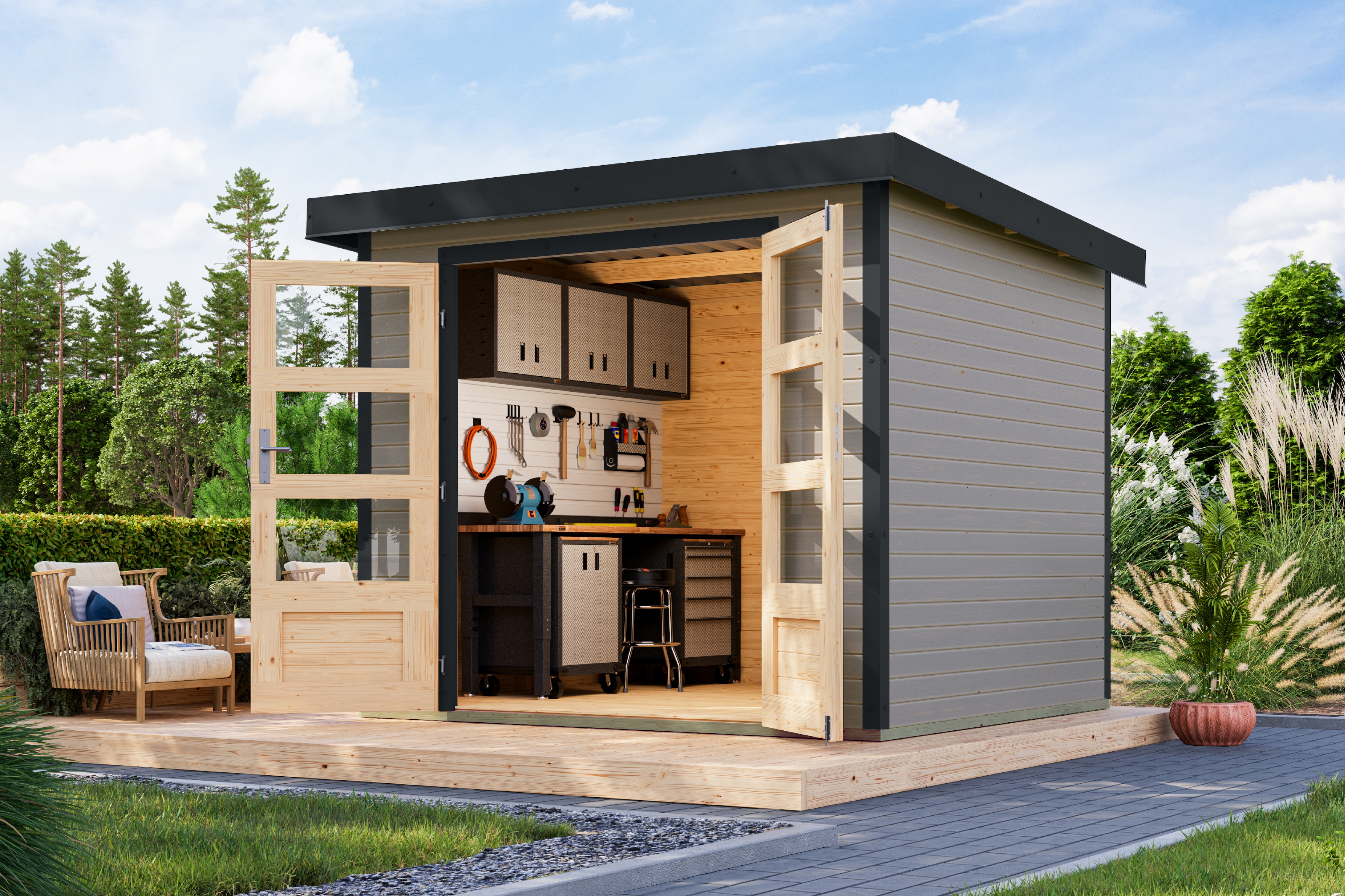 Karibu Gartenhaus "Jupiterino 3, in verschiedenen Farben"