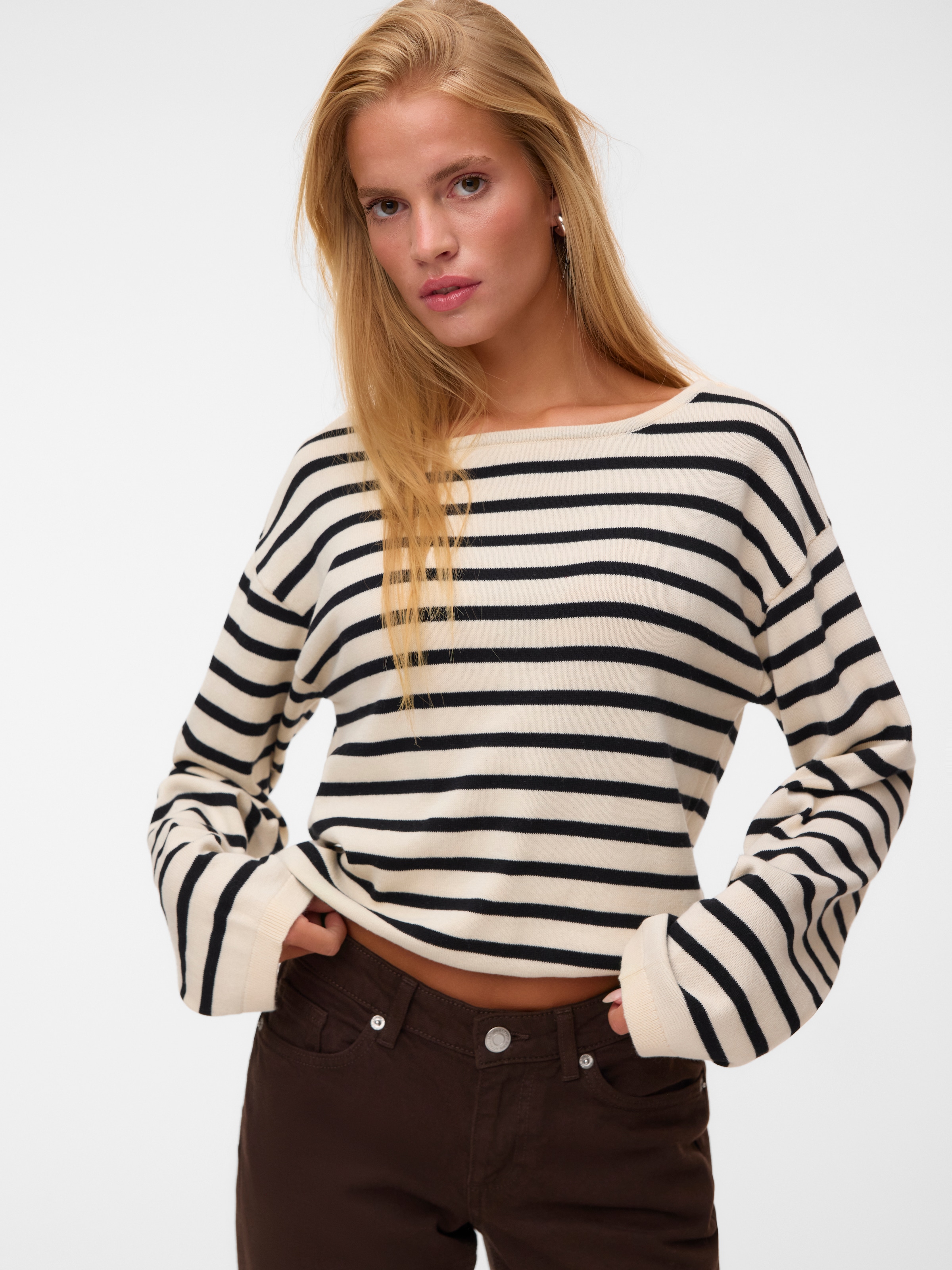 Vero Moda Strickpullover »VMNOMA LS BOATNECK PULLOVER NOOS« Baumwolle