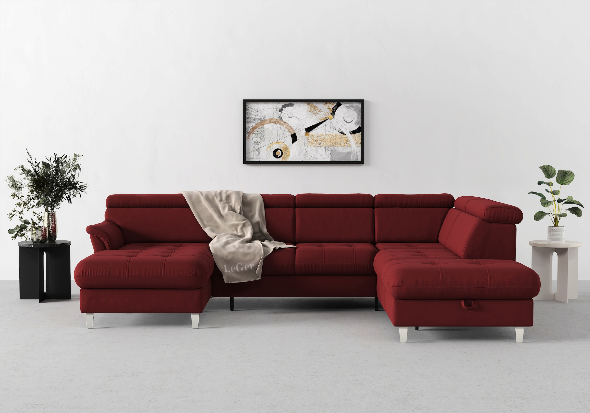 sit&more Wohnlandschaft "Marano U-Form" inklusive Kopfteilverstellung, optional Schlaffunktion & Bettkasten