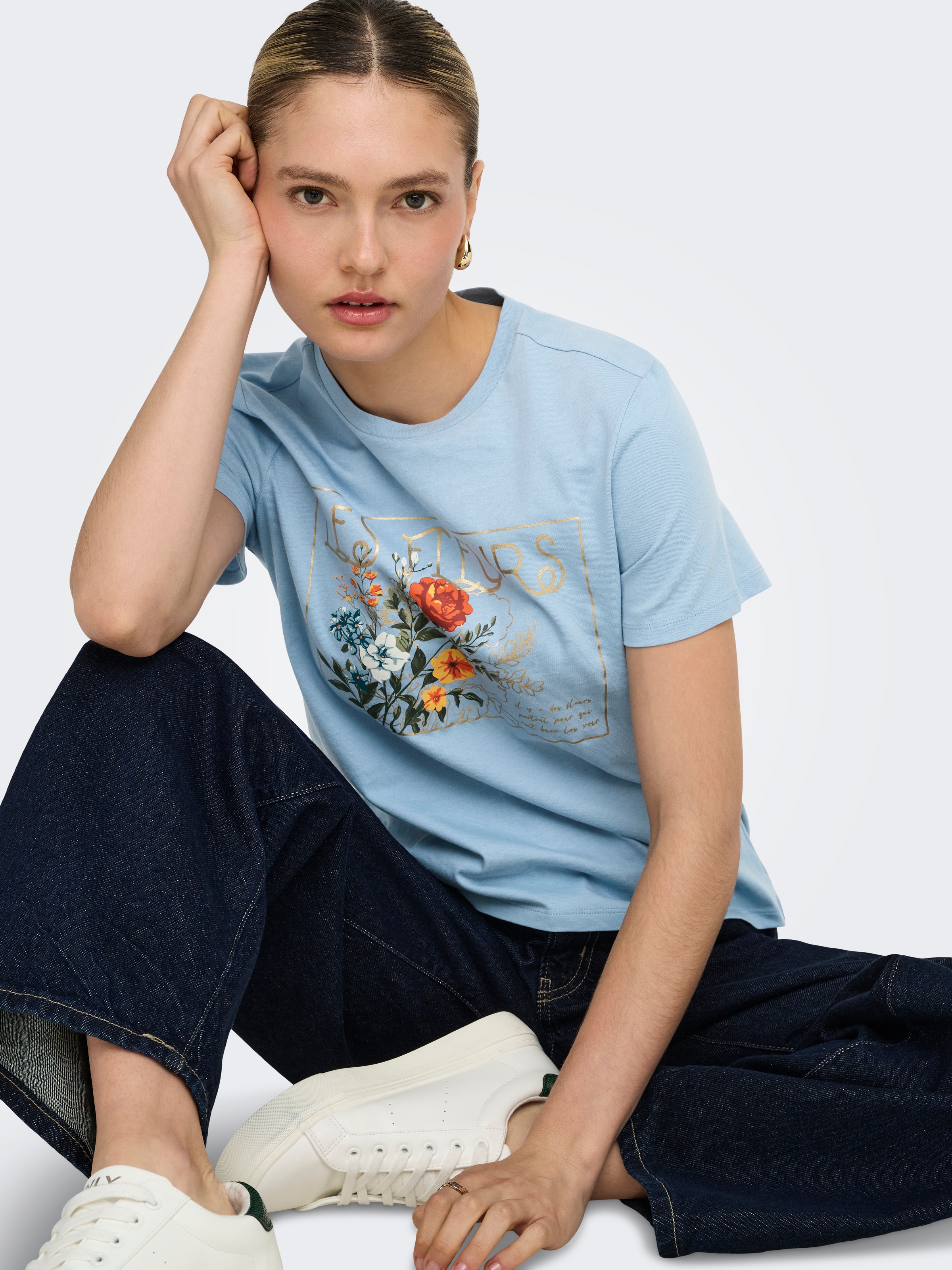 ONLY Kurzarmshirt "ONLAMBERDINE S/S PRINT TOP BOX JRS" Baumwolle, regular f günstig online kaufen