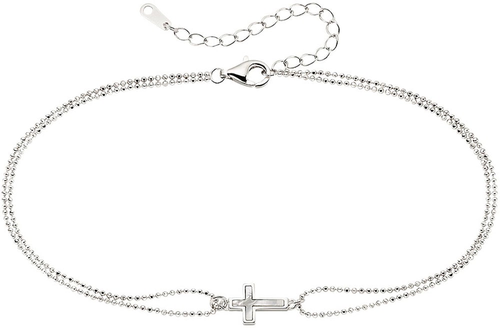 Damen Fußkette "Schmuck Geschenk Silber 925 Fusskettchen mit Kreuz", Silber 925 (Sterlingsilber), beige, ANISTON JEWELRY & WATCHES, Silber 925
