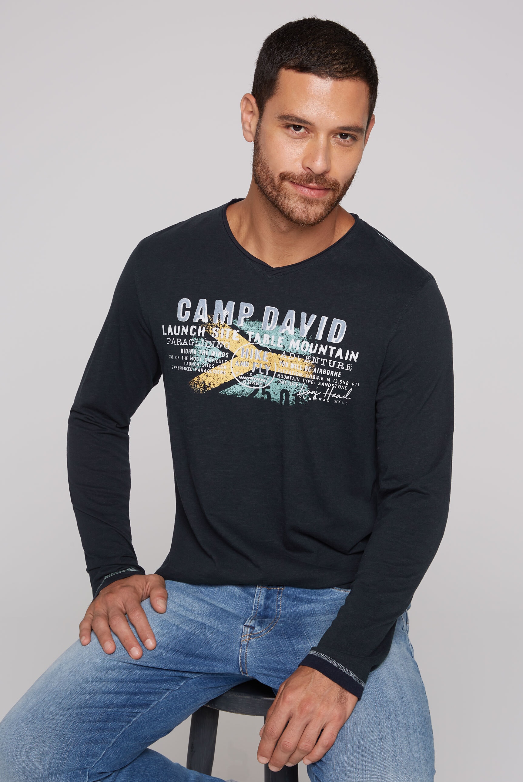 CAMP DAVID Langarmshirt, aus Baumwolle